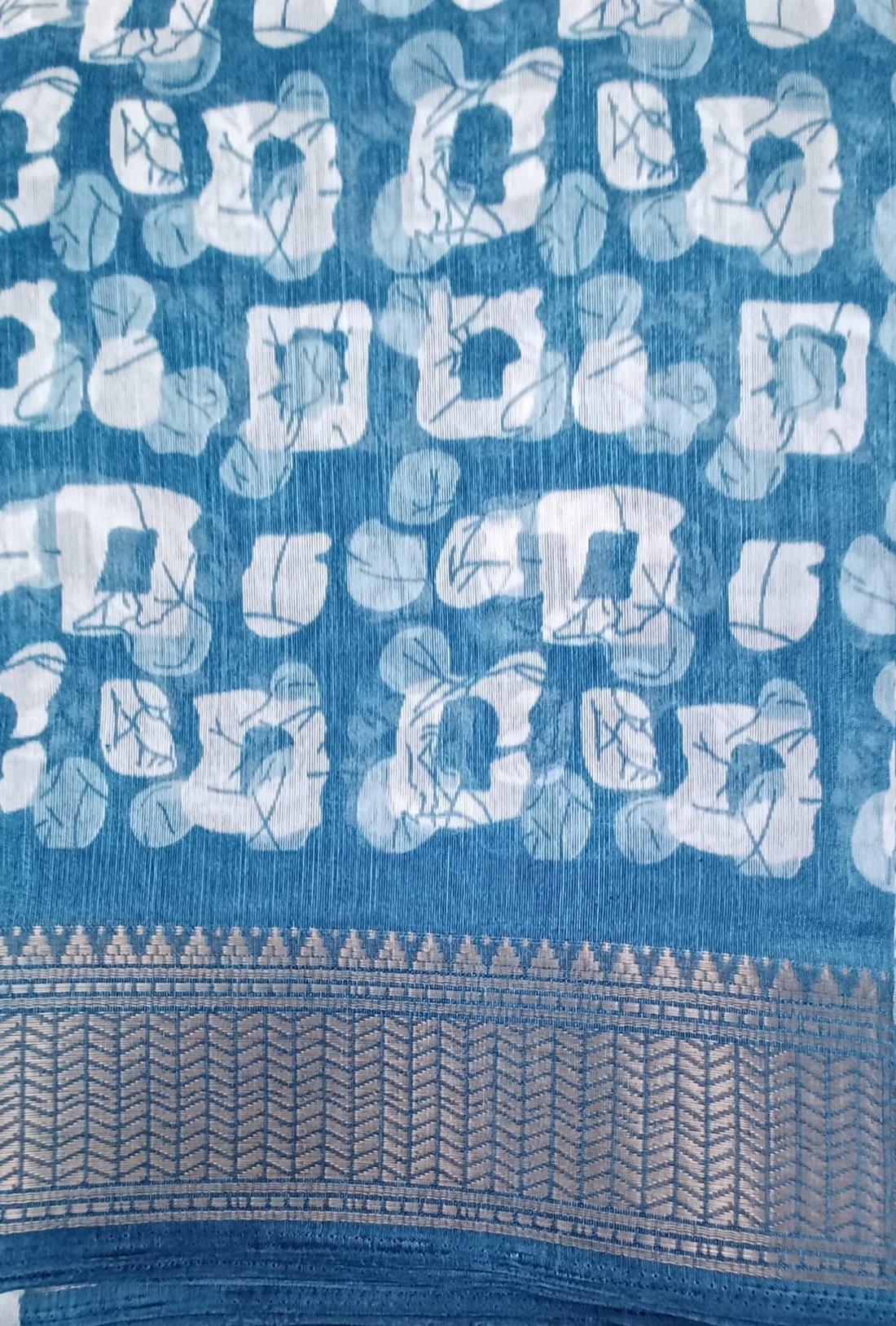 Blue Cotton Saree