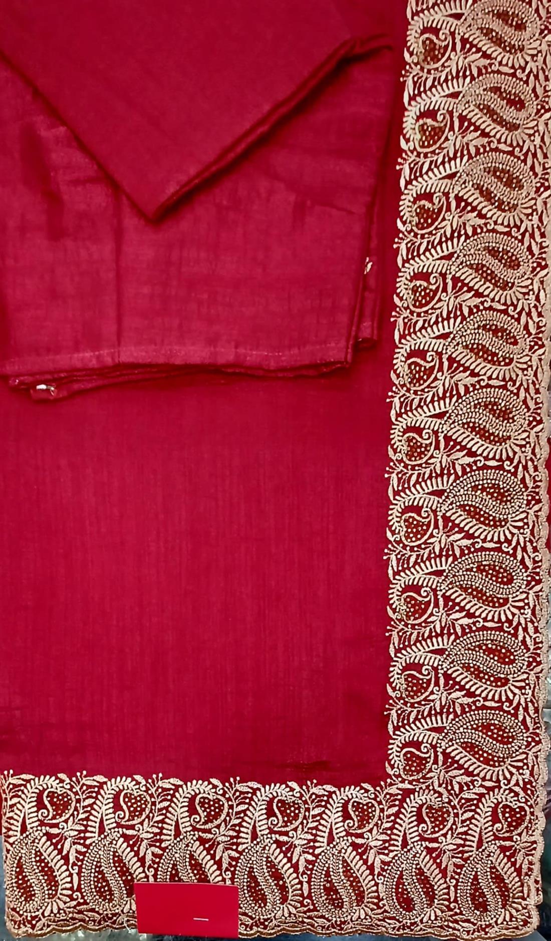 Maroon Soft Raw Silk Saree.
