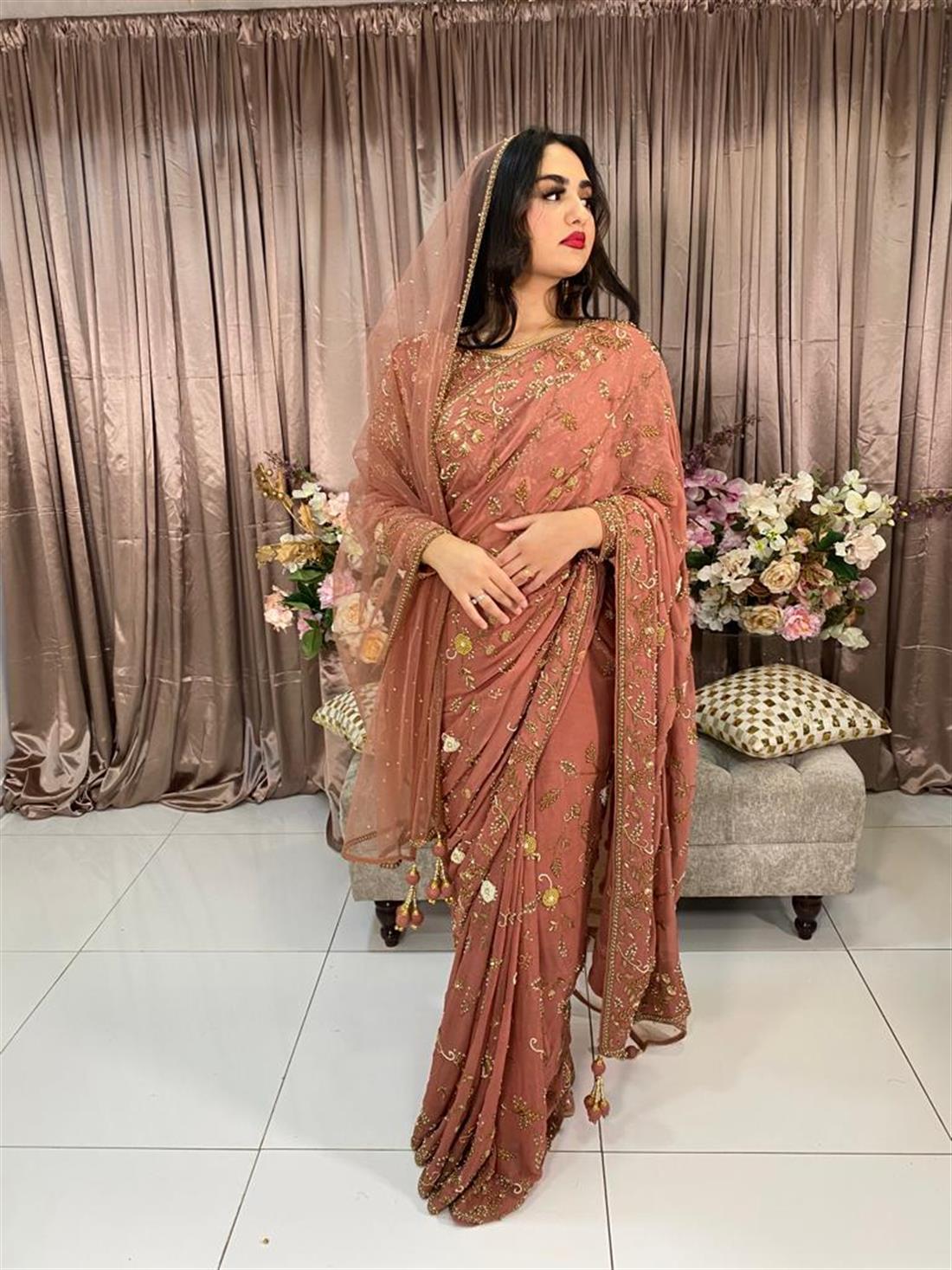 Dusty Pink Georgette Saree.