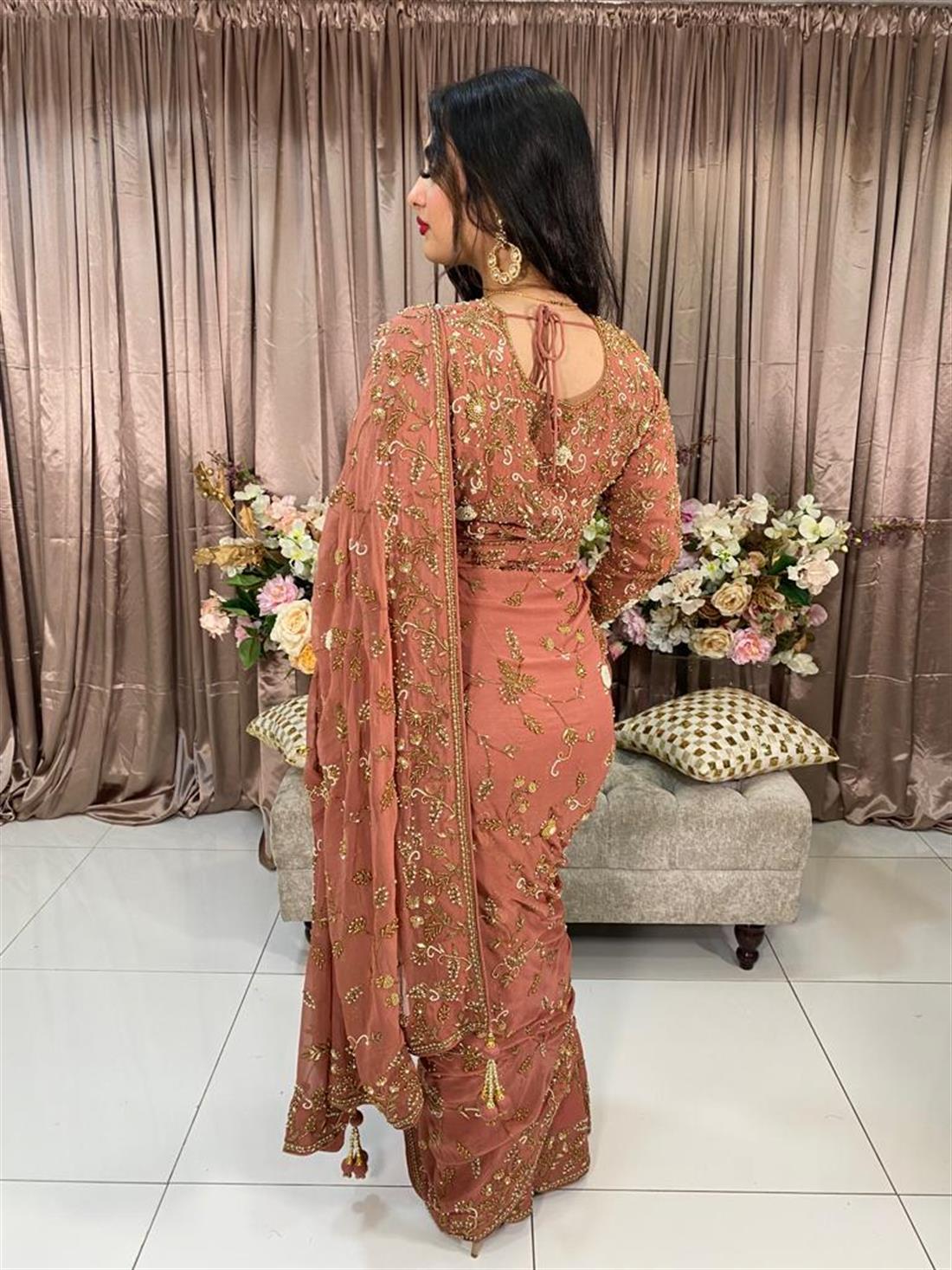 Dusty Pink Georgette Saree.