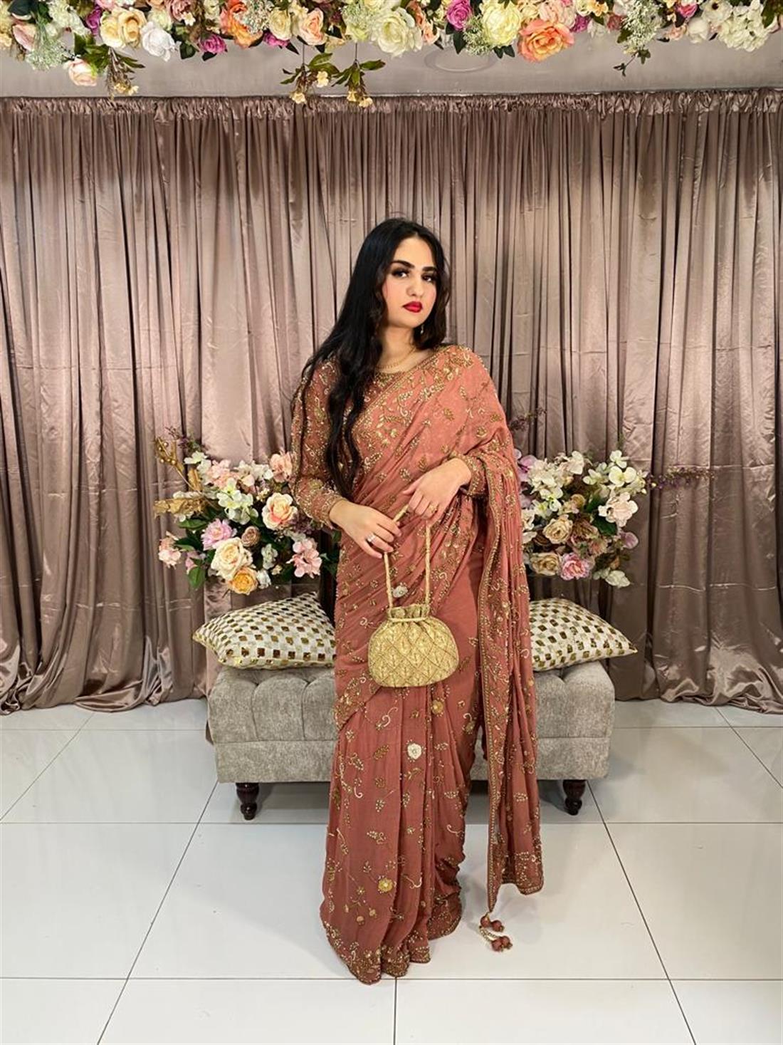 Dusty Pink Georgette Saree.