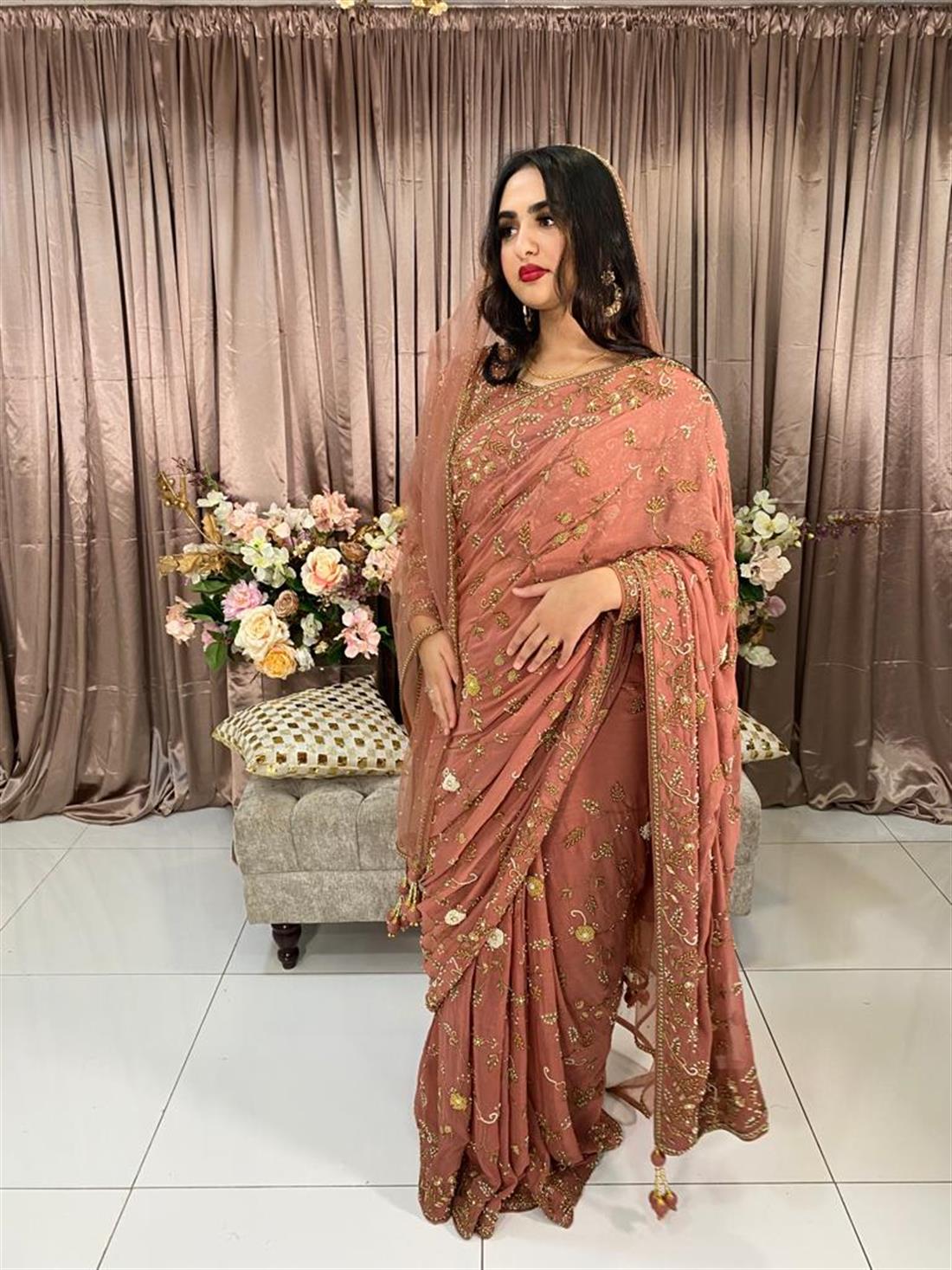 Dusty Pink Georgette Saree.