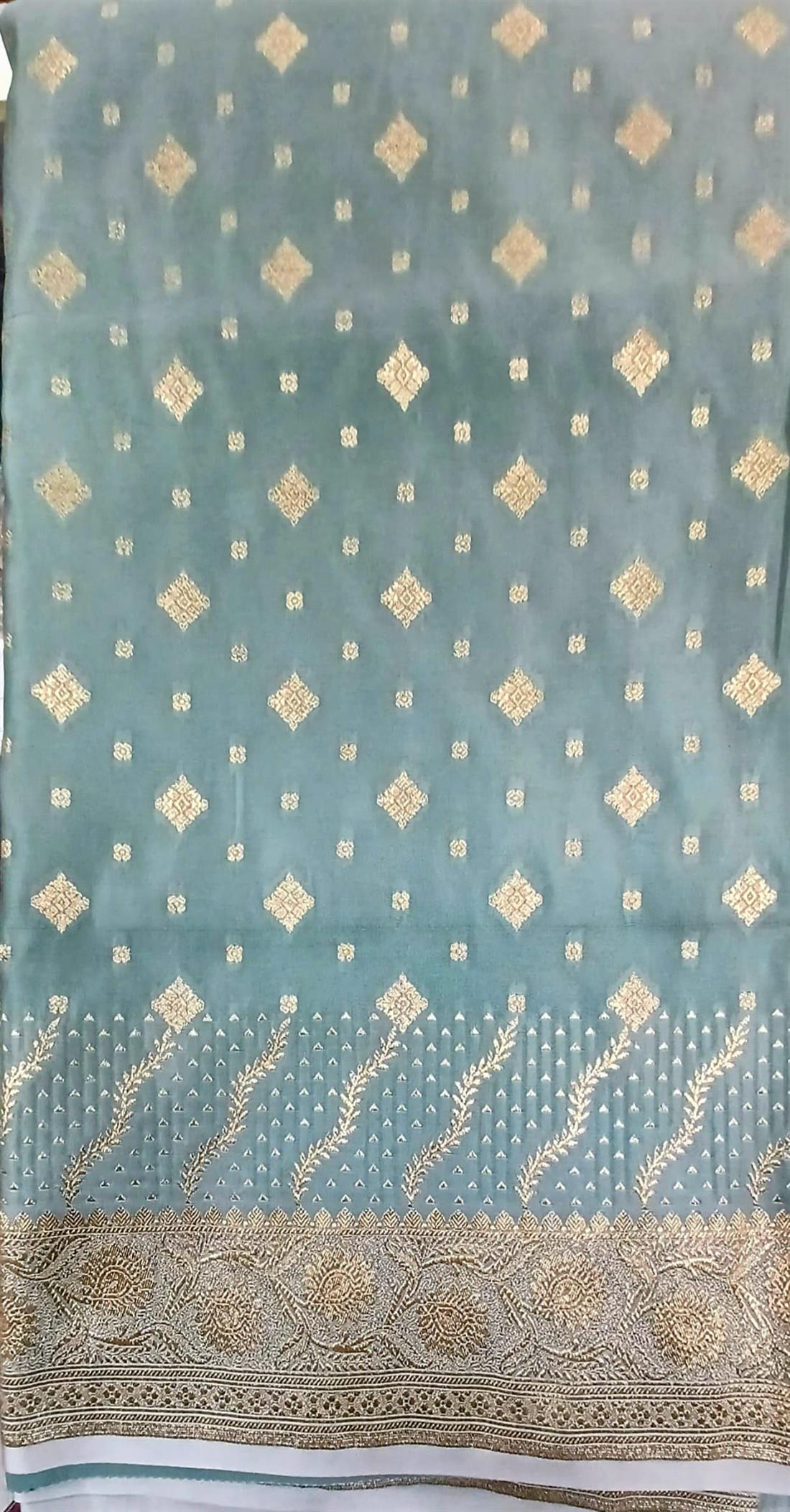 Powder Blue Pure Kathan Silk Saree.