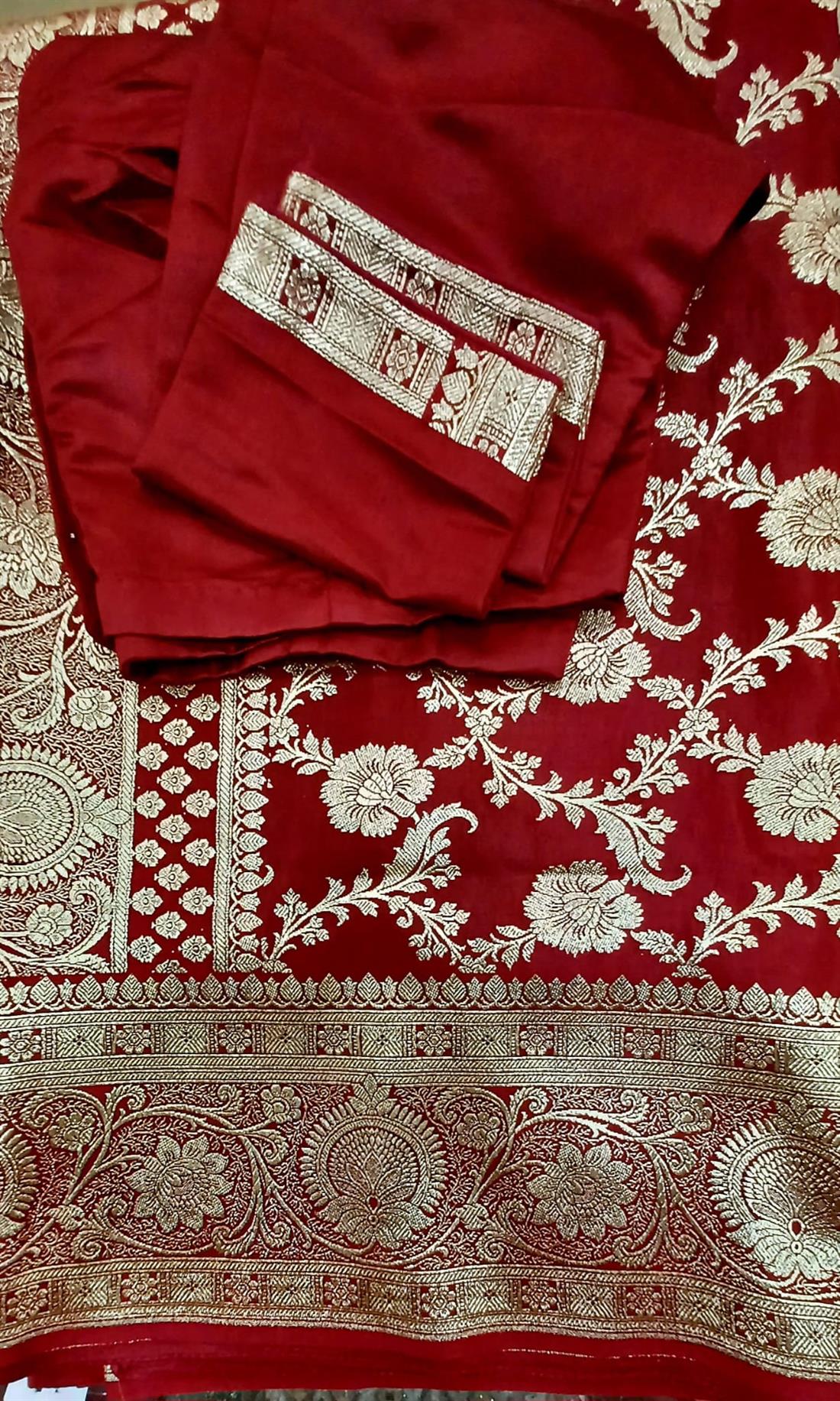 Maroon Pure Kathan Silk Saree.