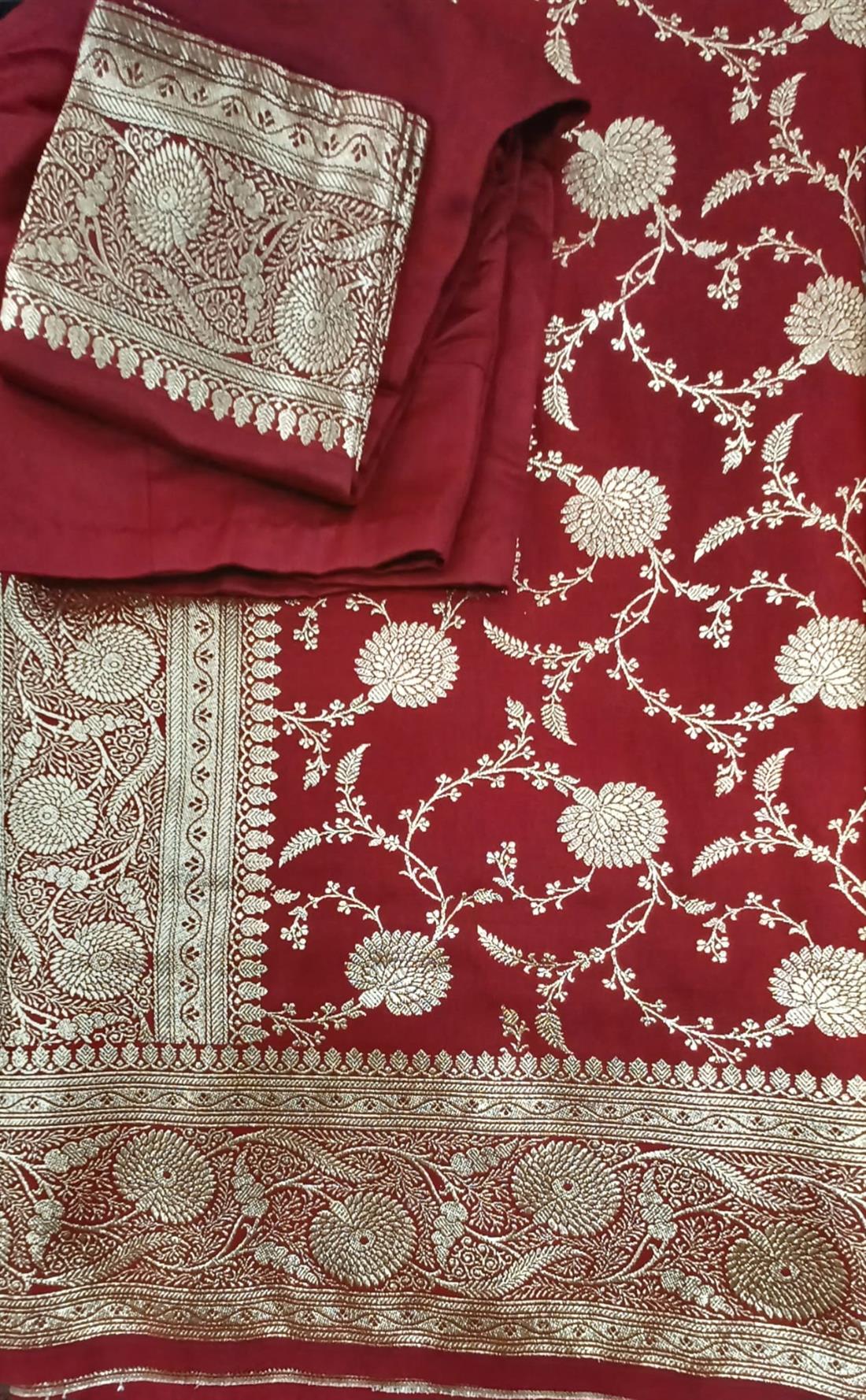 Maroon Pure Kathan Silk Saree.