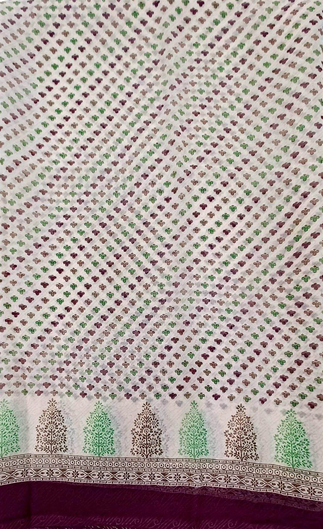 Cream & Plum Chiffon Saree.