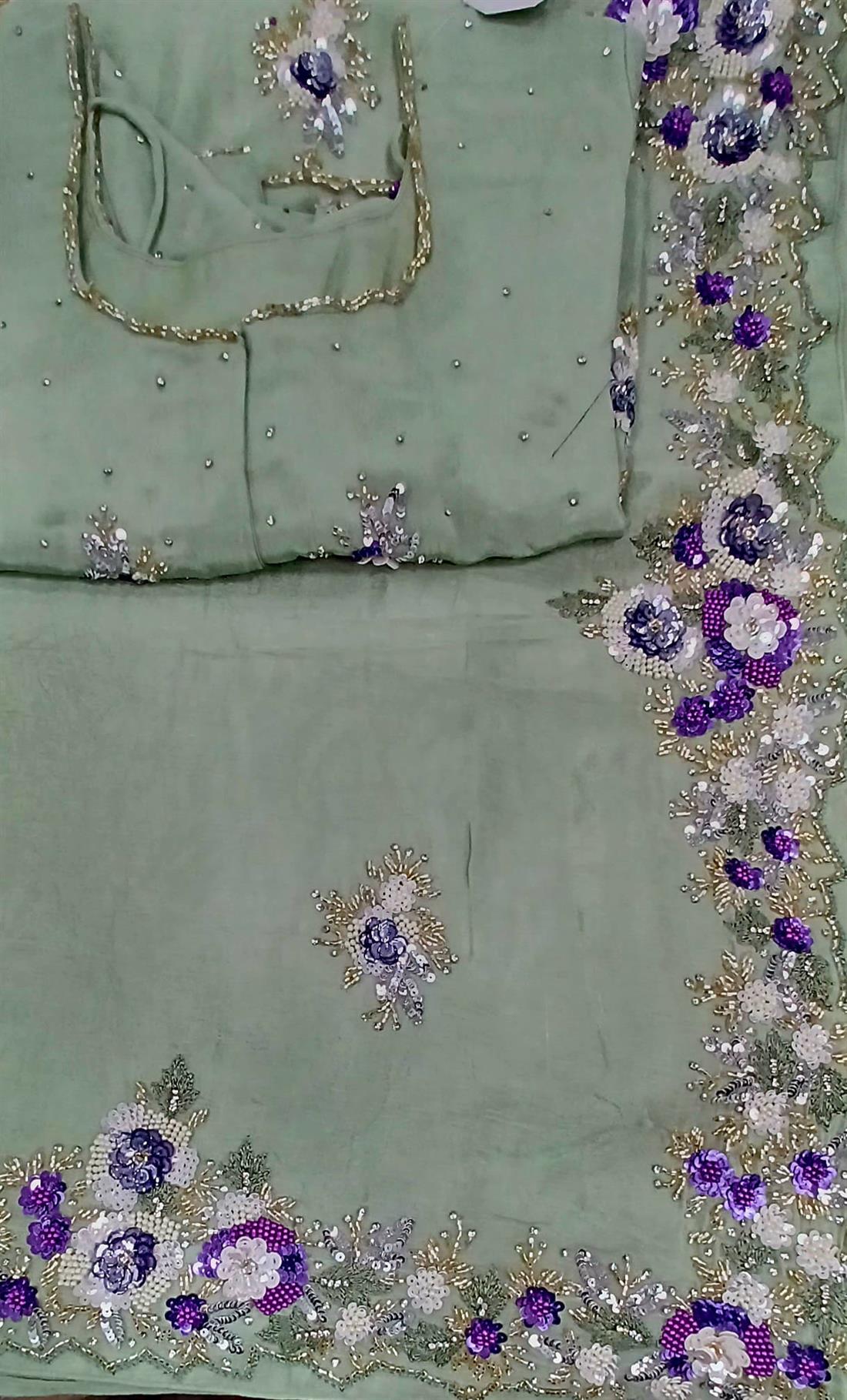 Mint Shamo Silk Saree.