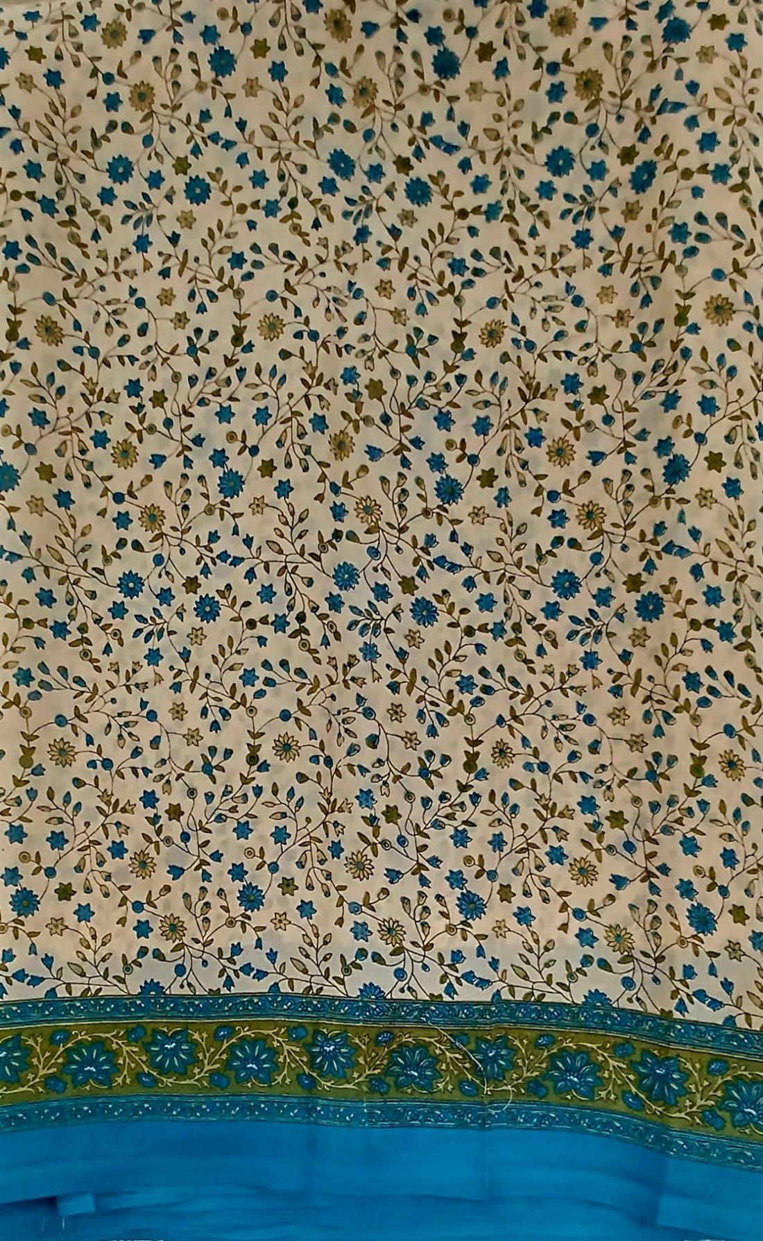 Beige & Blue Chiffon Saree.