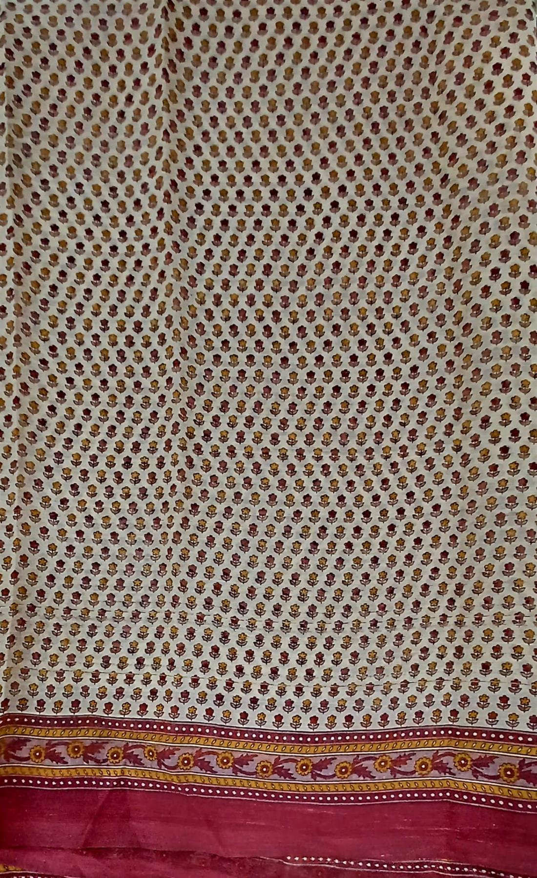 Beige & Maroon Chiffon Saree.