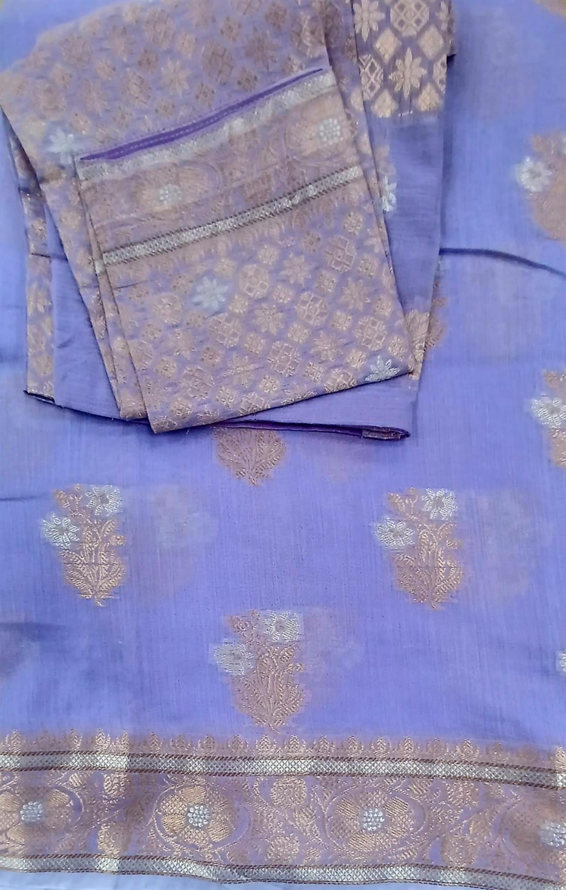 Lavendar Poliyester Cotton Saree.