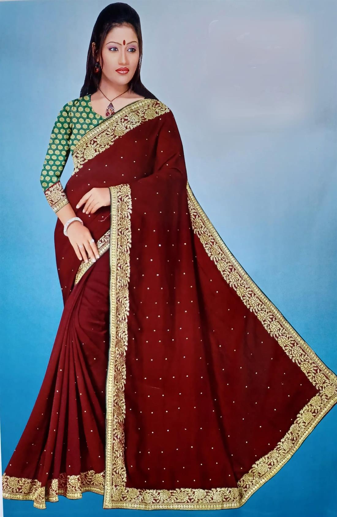 Maroon Raw Silk Saree.