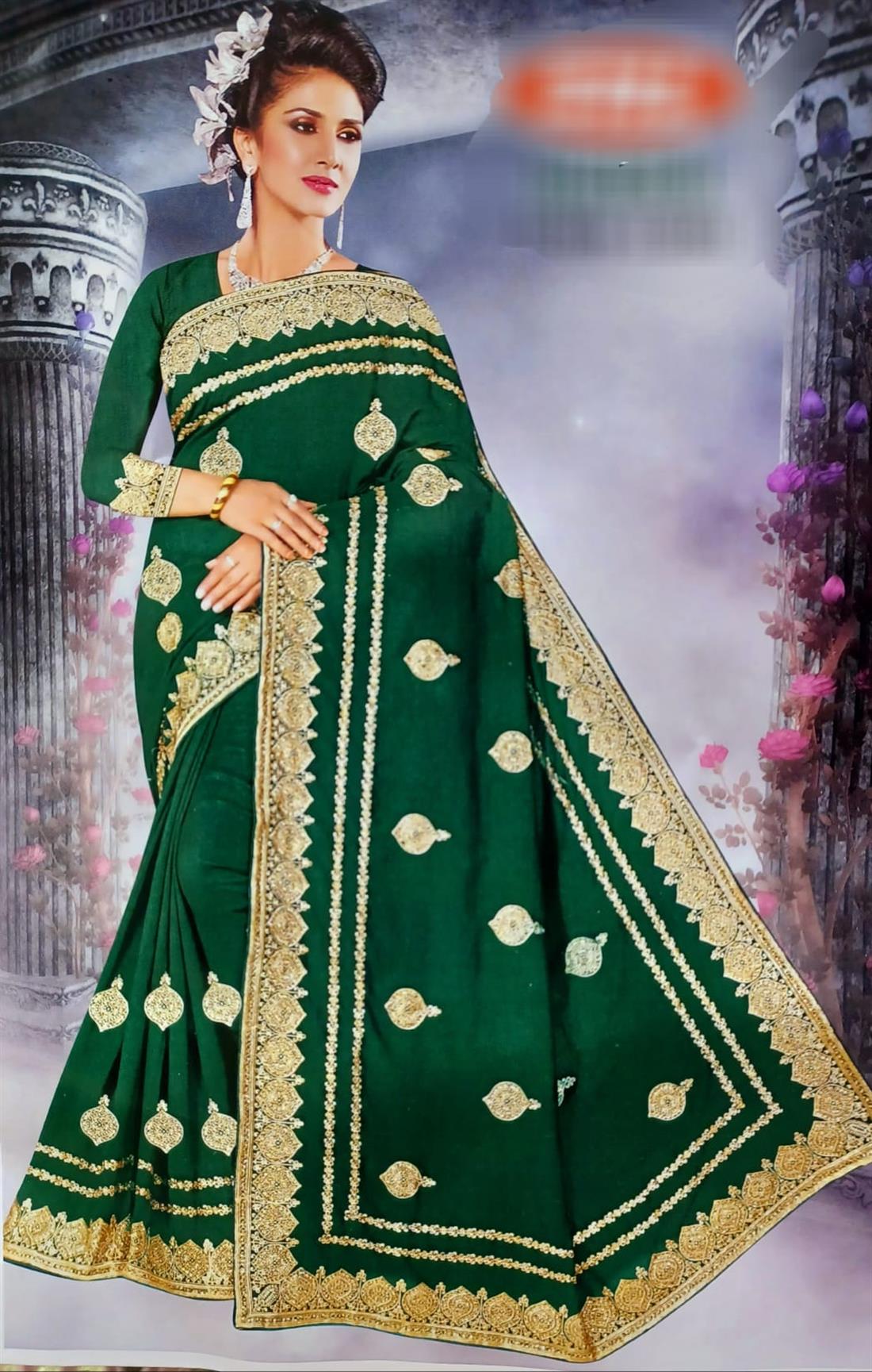 Green Raw Silk Saree.