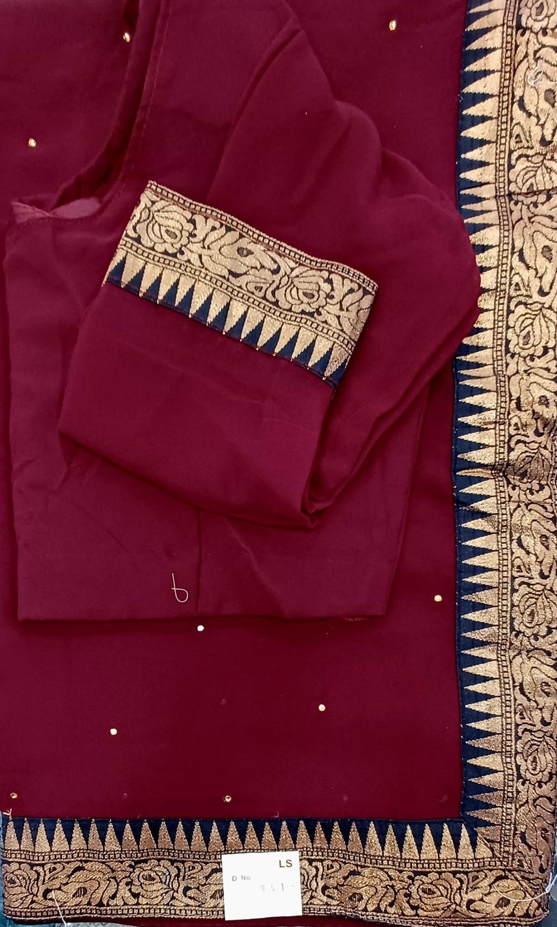 Maroon Georgette Saree.