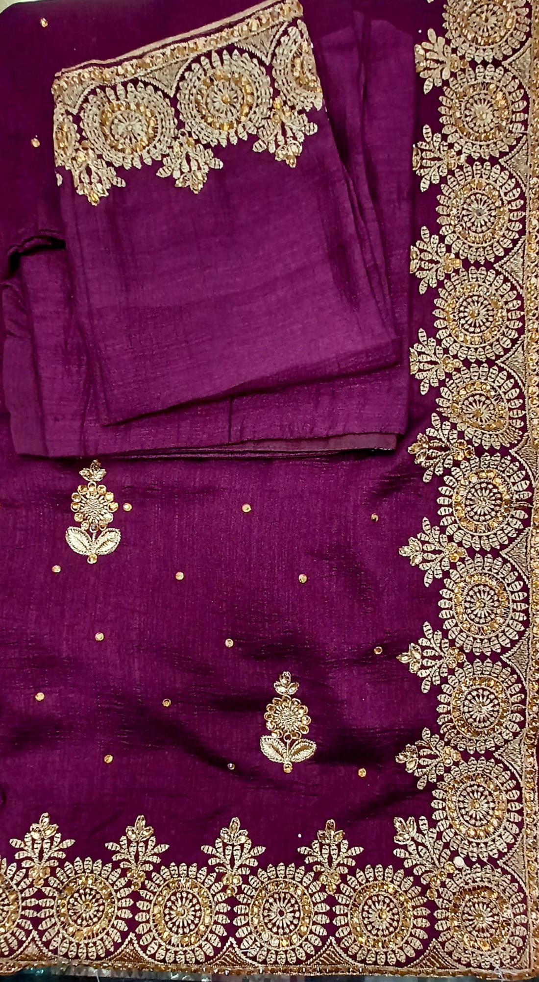 Plum Zari Raw Silk Saree.