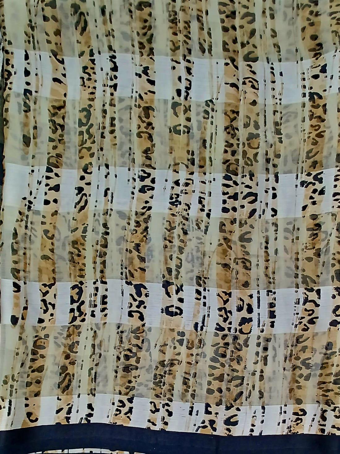 Cream & Black Chiffon Saree.