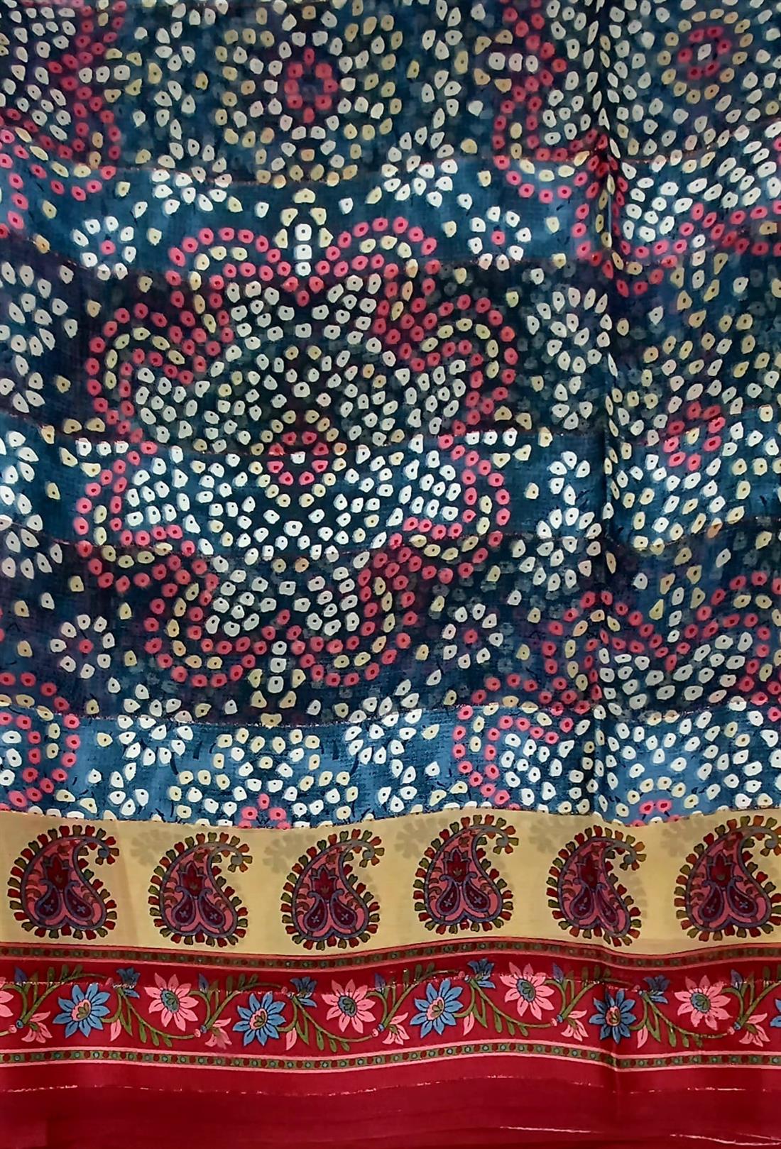 Grey & Red Chiffon Saree.