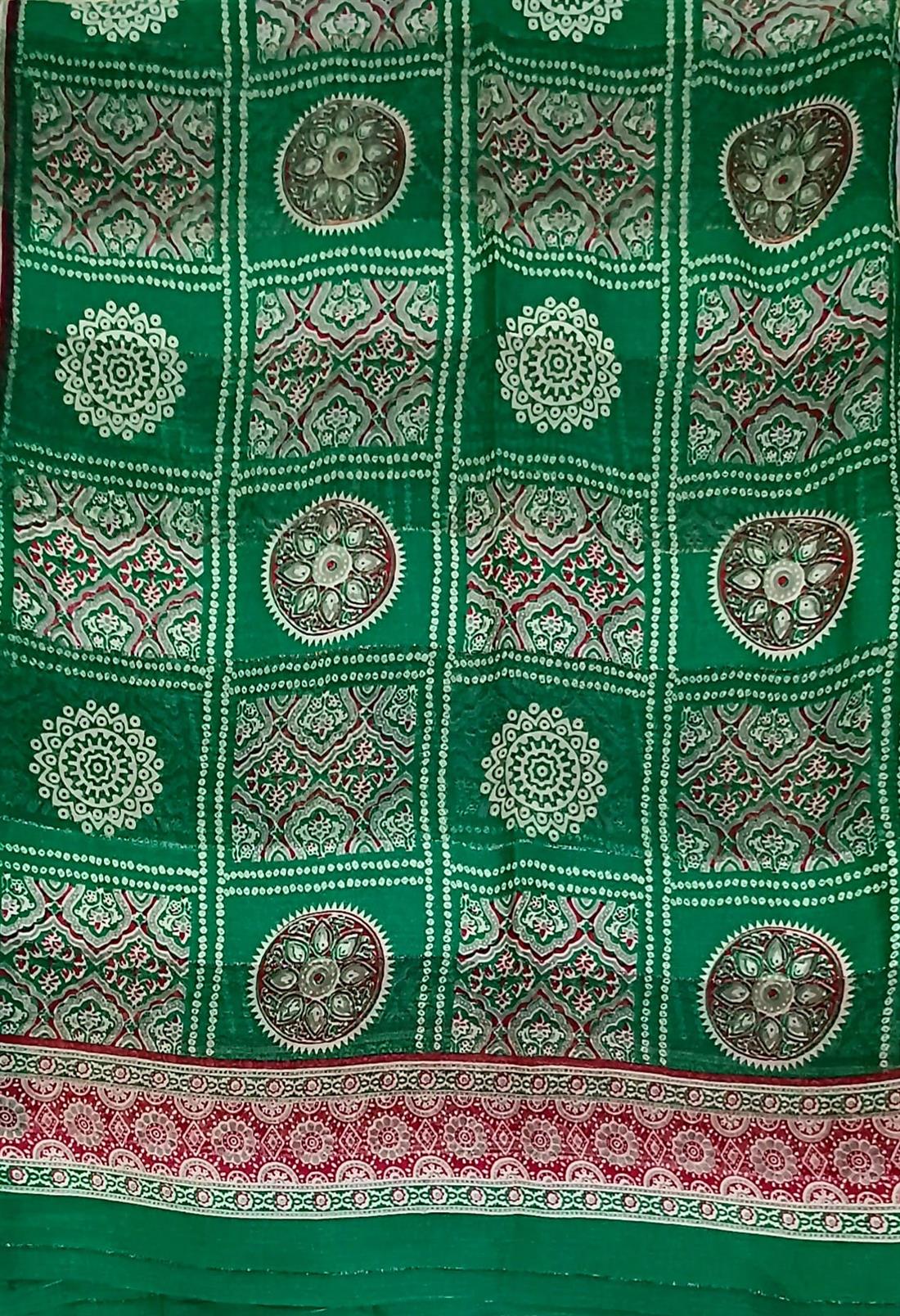 Green Chiffon Saree.
