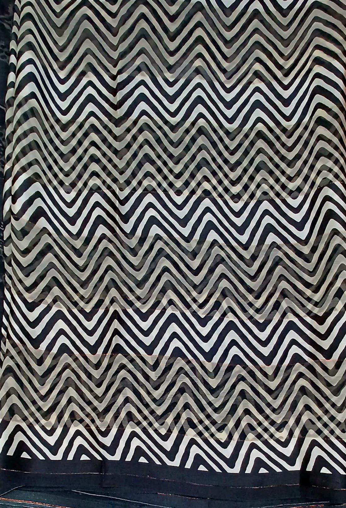 Black & Cream Chiffon Saree.
