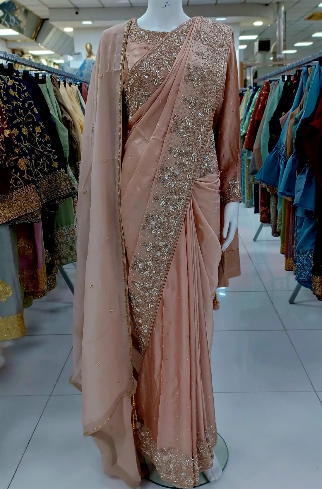 Pastel Pink Organza Kathan Silk Saree.
