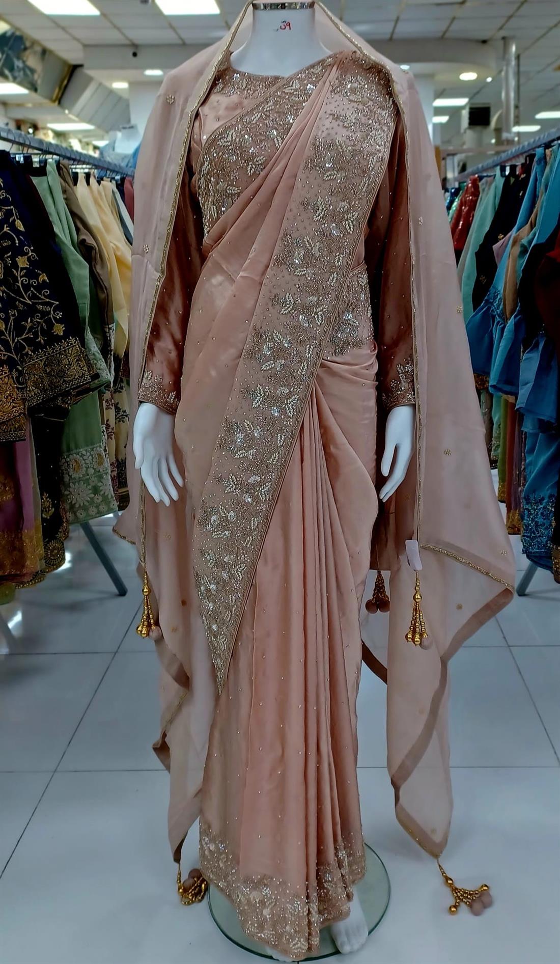Pastel Pink Organza Kathan Silk Saree.