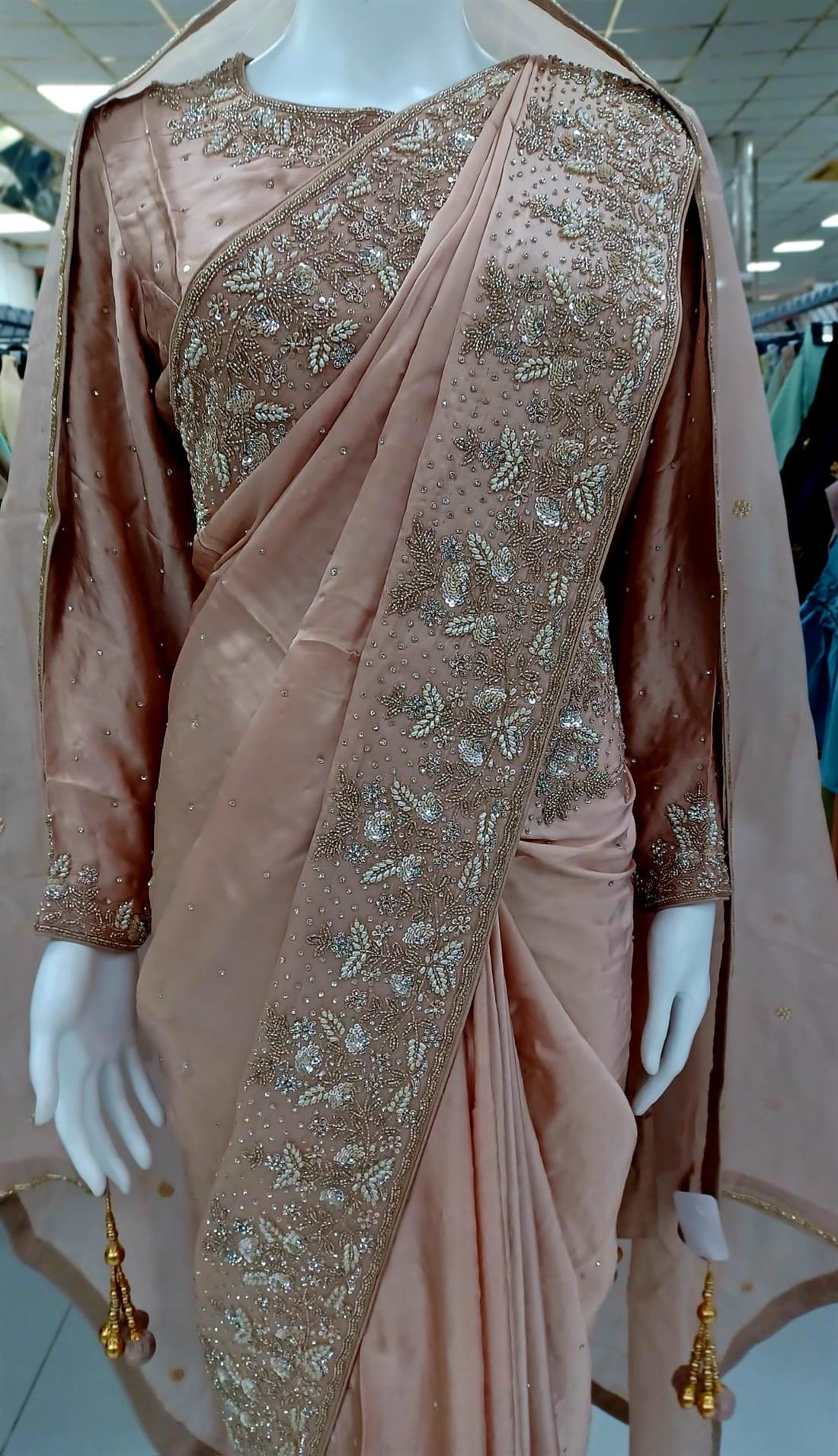 Pastel Pink Organza Kathan Silk Saree.