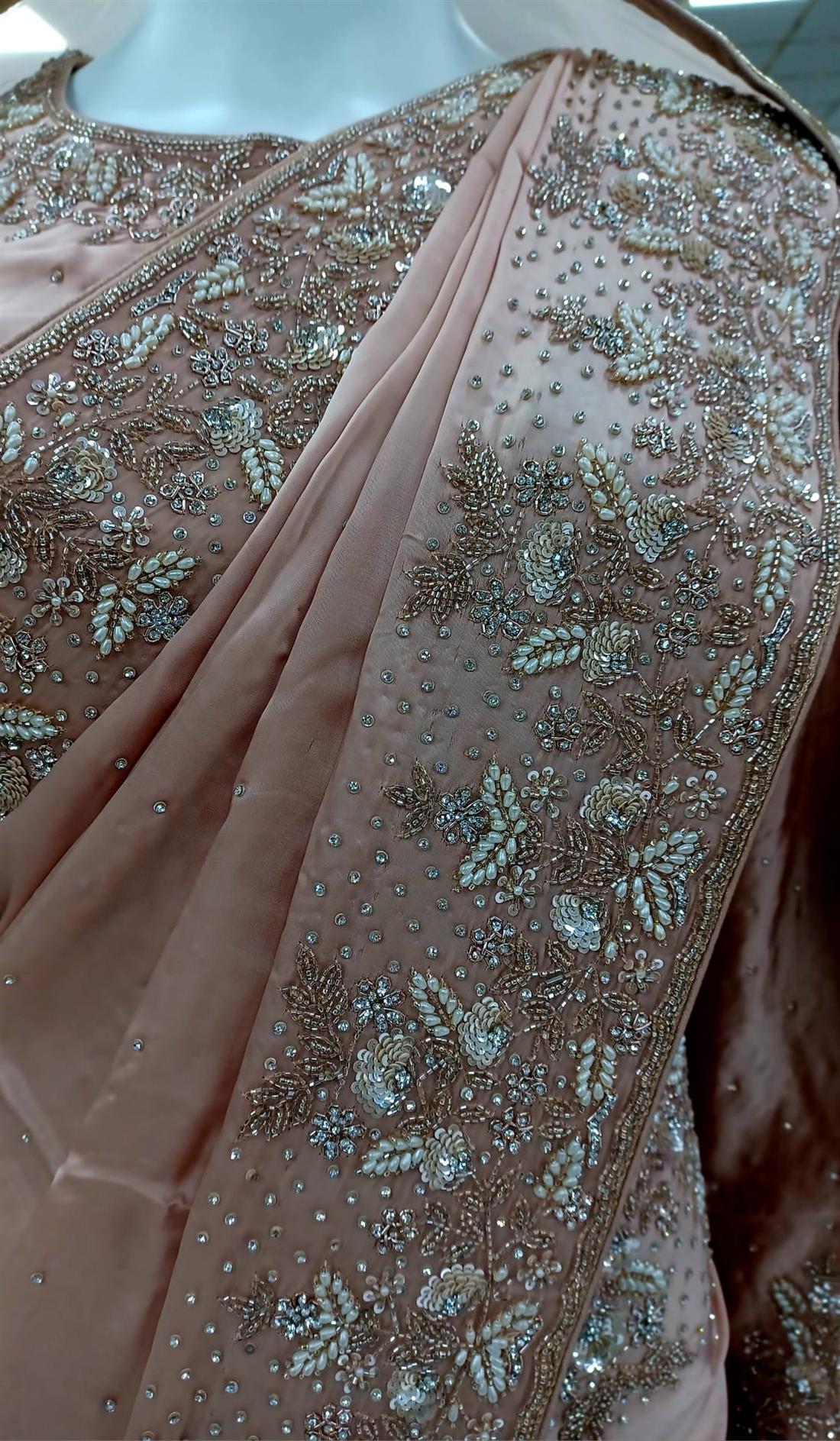 Pastel Pink Organza Kathan Silk Saree.