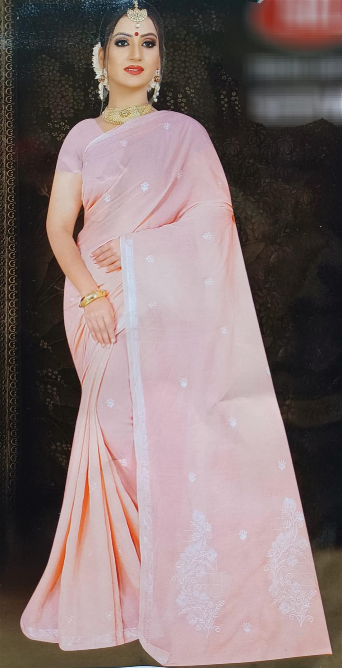 Pink Raw Silk Saree.