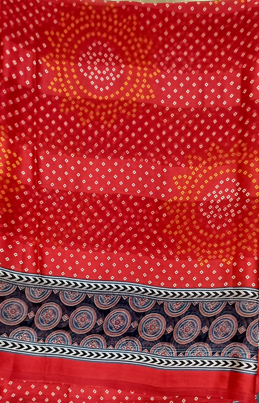 Red Chiffon Saree.