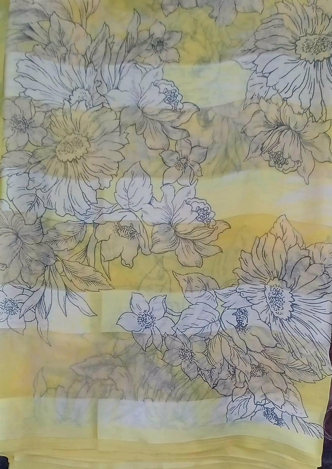Yellow & White Chiffon Saree.