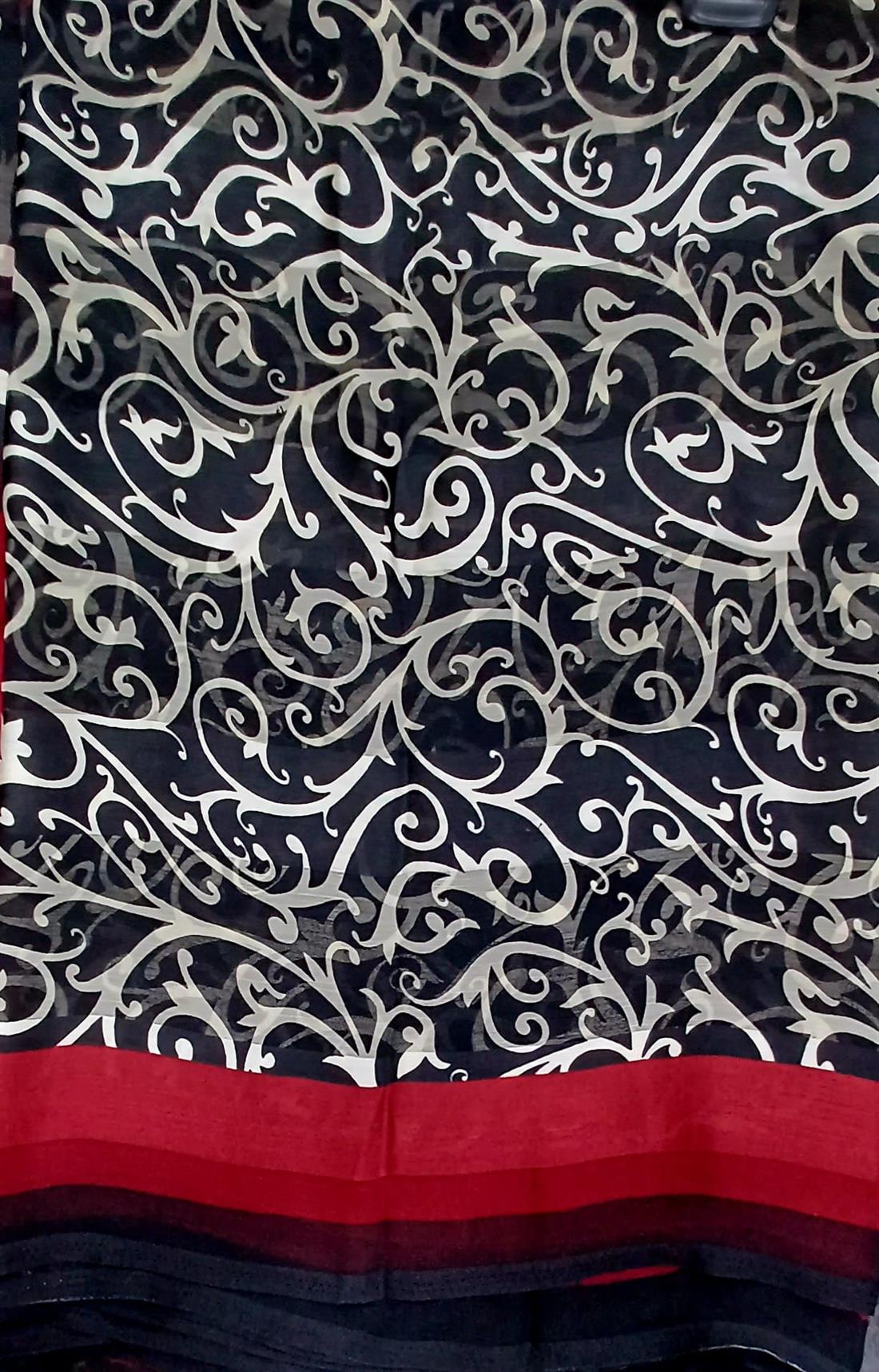 Black & RED Chiffon Saree.