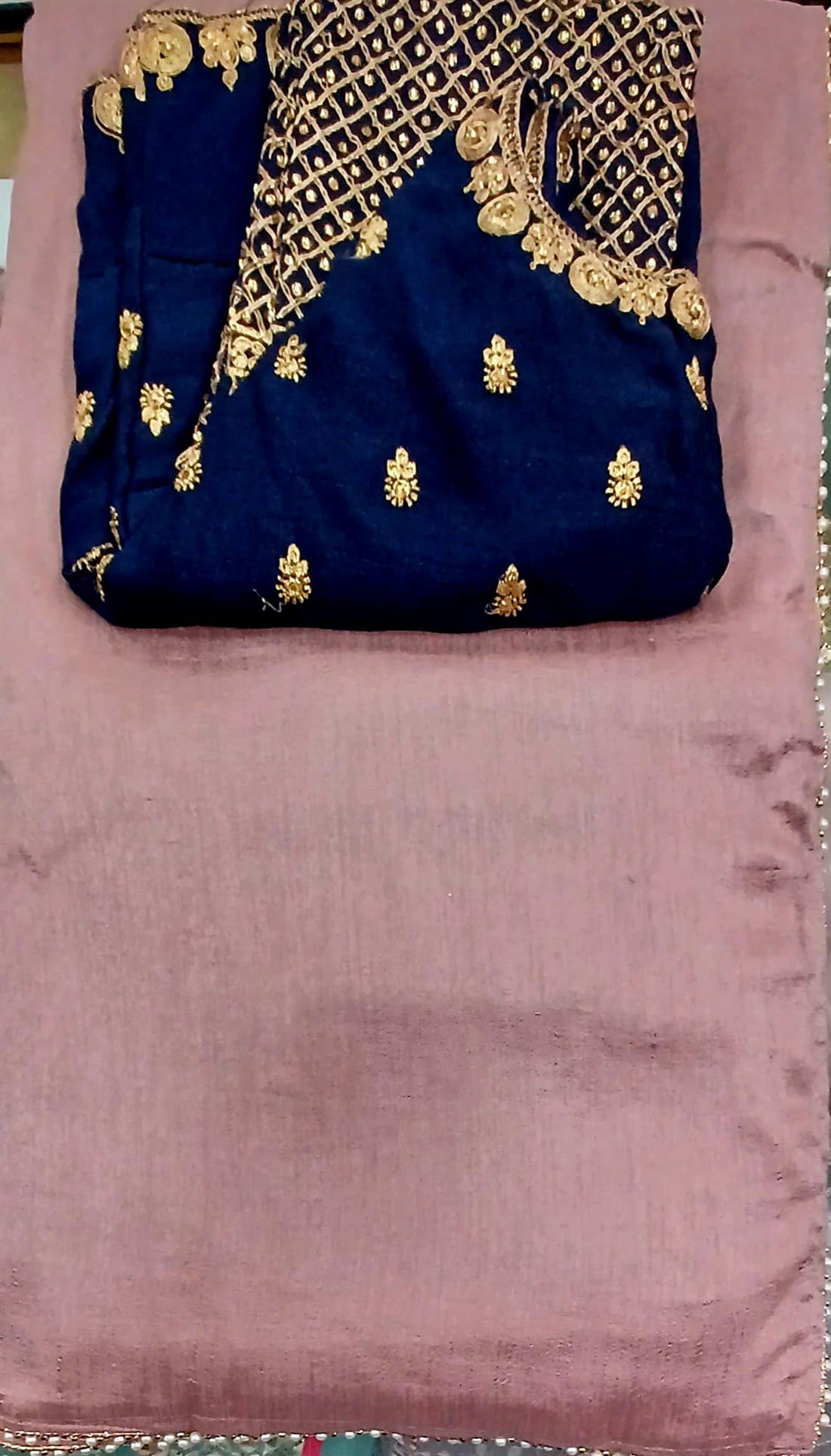 Dusty Pink Raw Silk Saree.