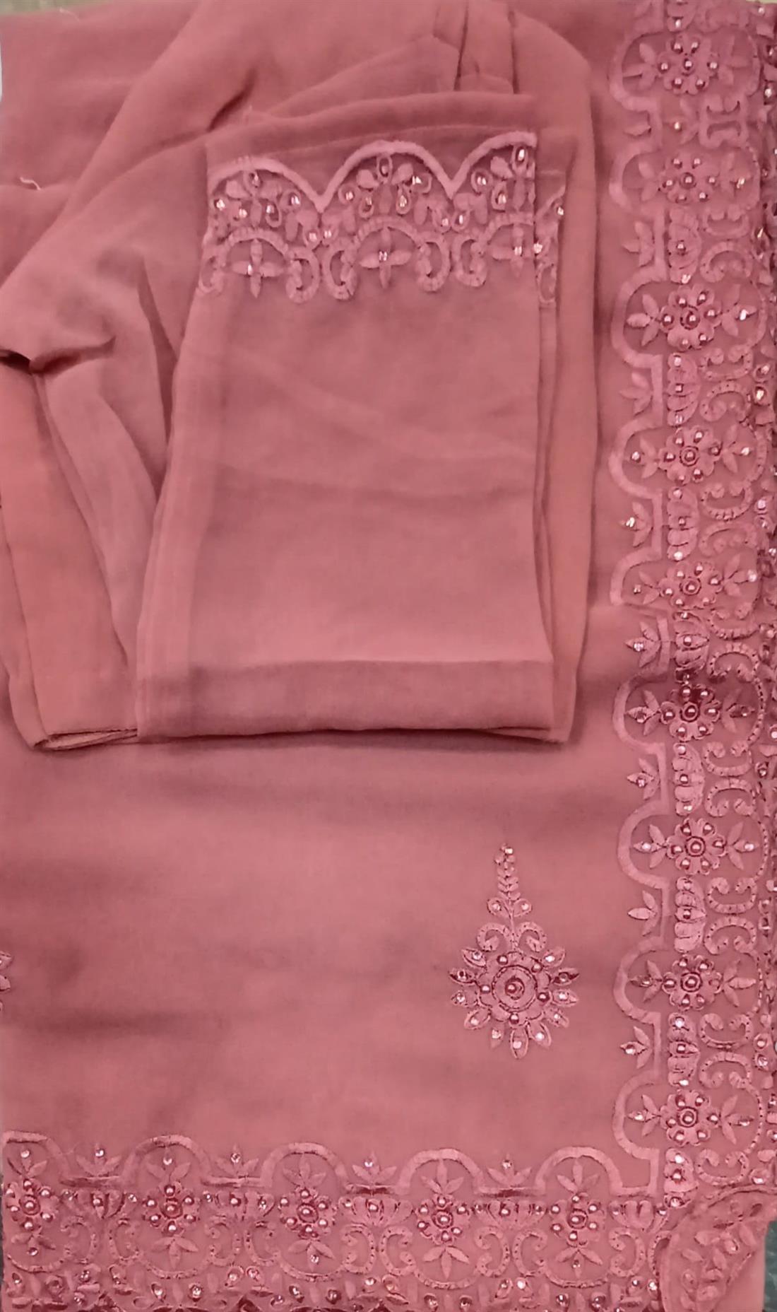 Dusty Pink Georgette Saree.