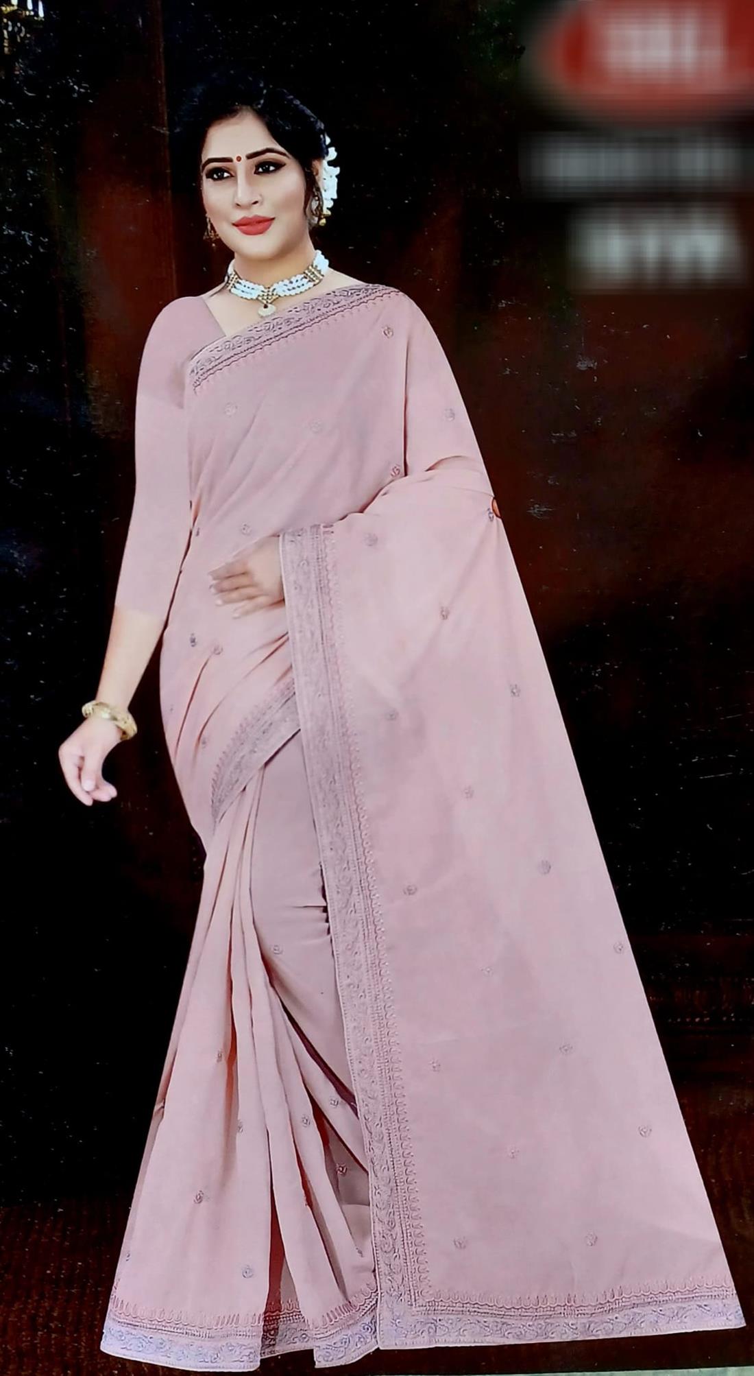 Pink Georgette Saree.