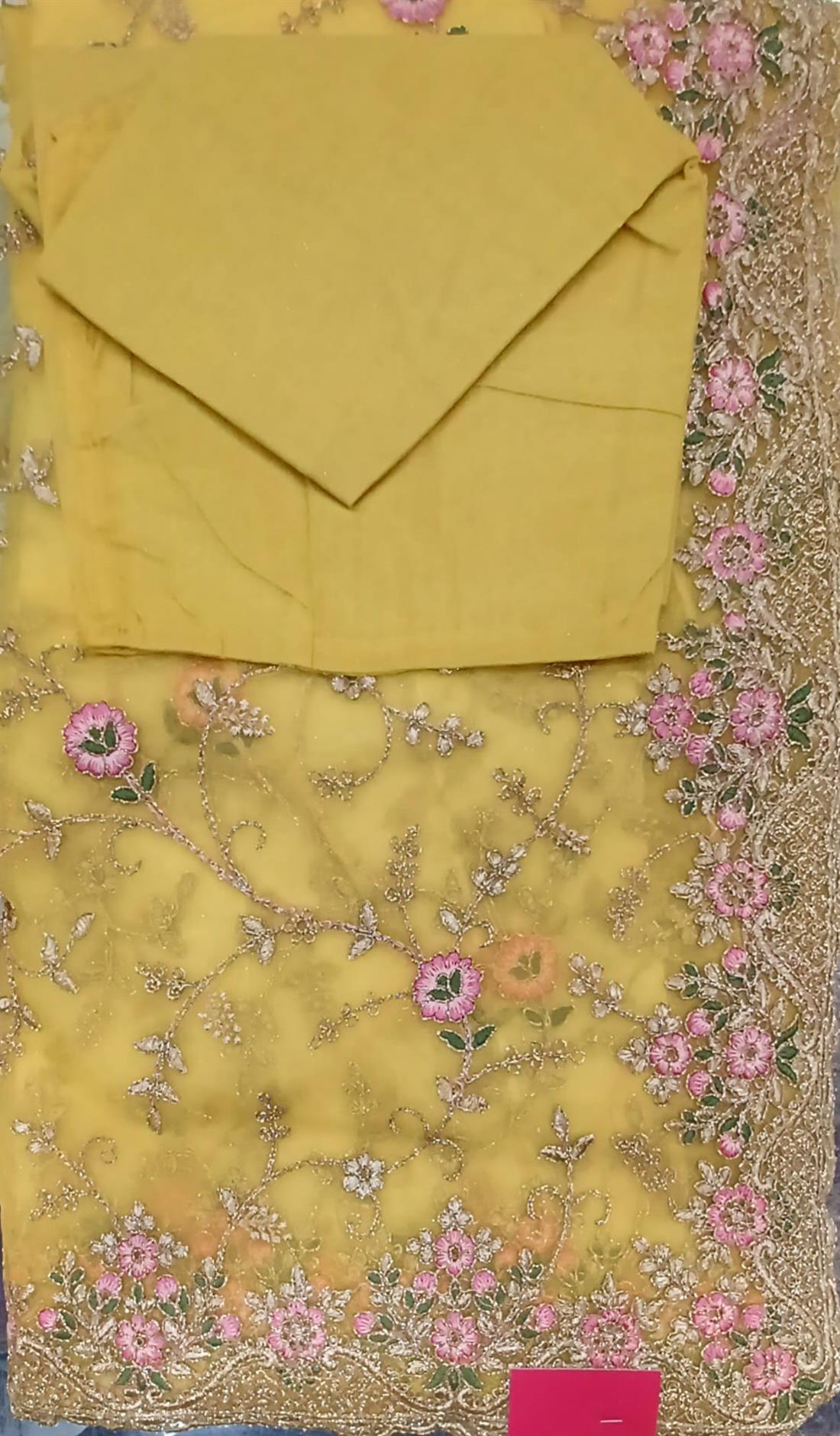 Yellow Net Saree.