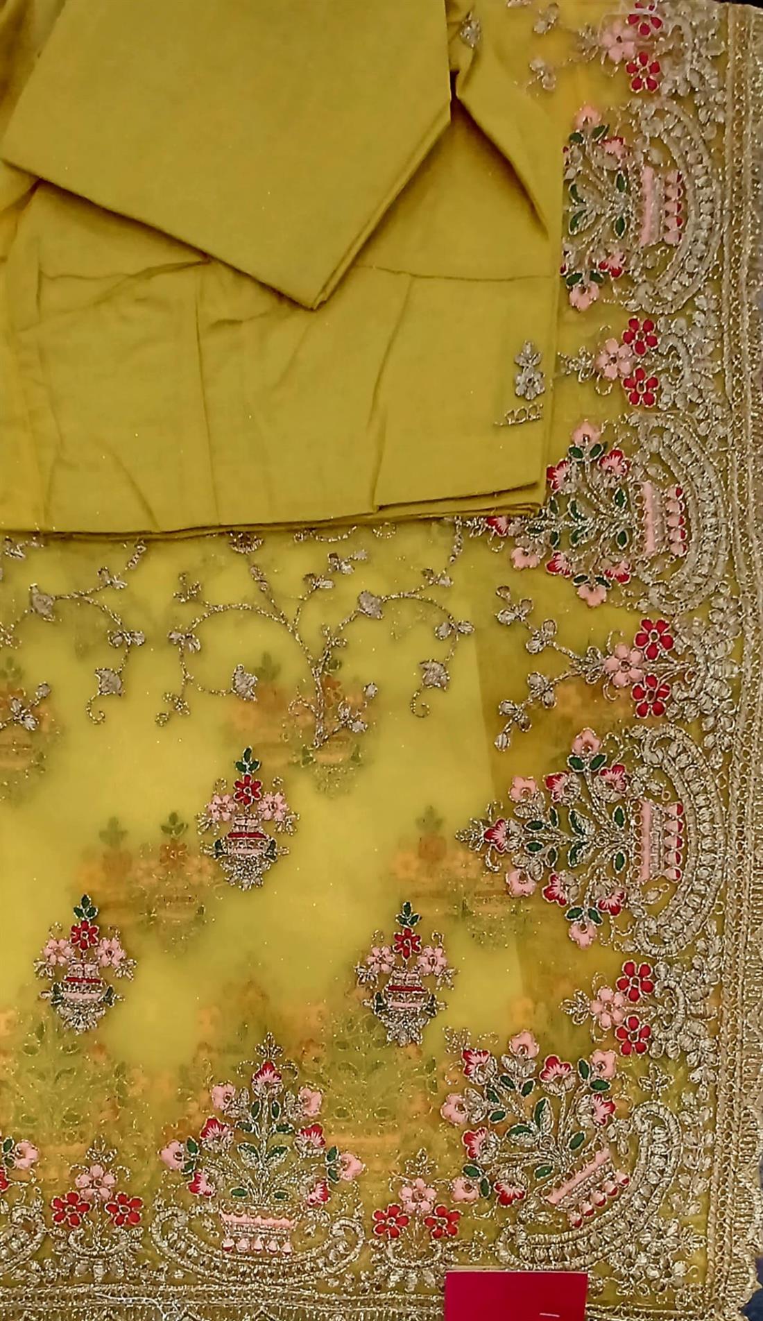 Yellow Net Saree.
