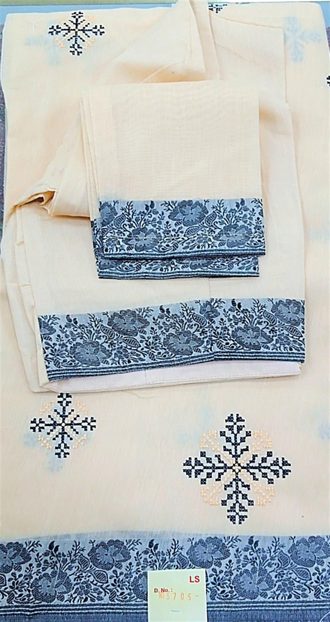 Skin & Black Cotton Saree