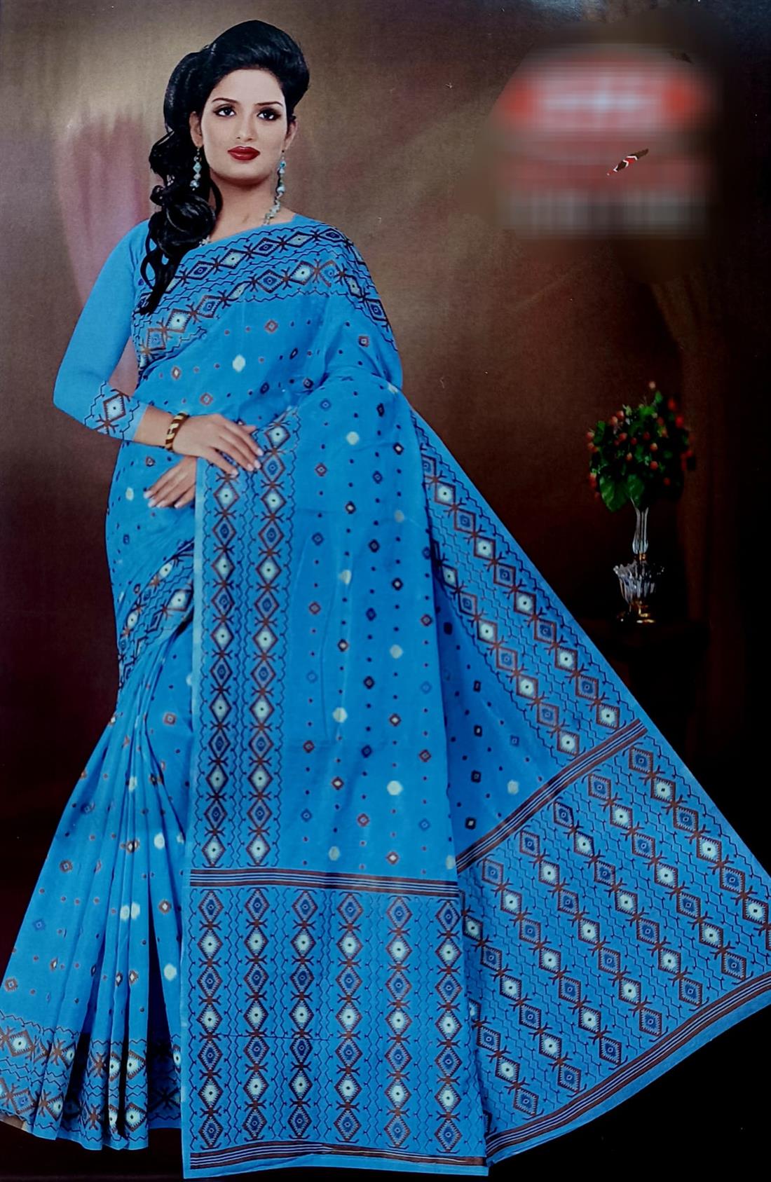 Blue Soft Cotton Saree.