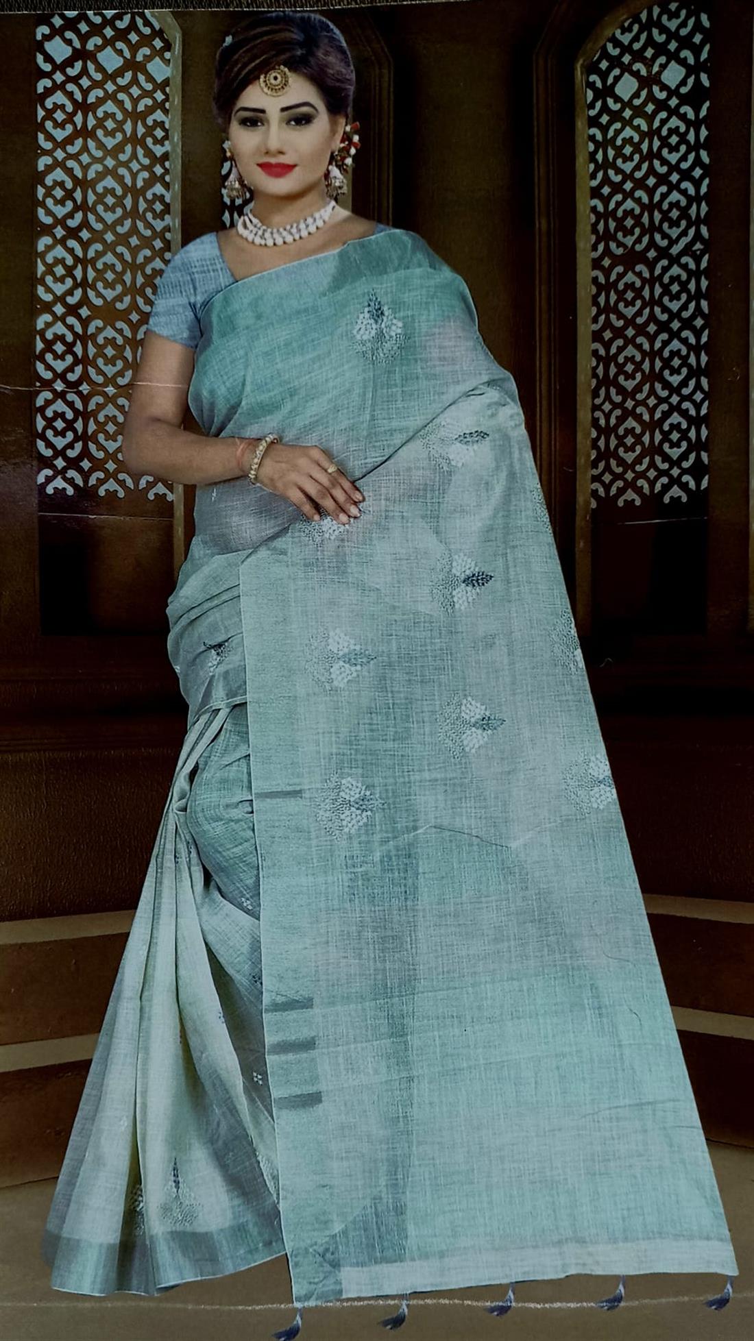 Mint Soft Cotton Net Saree.