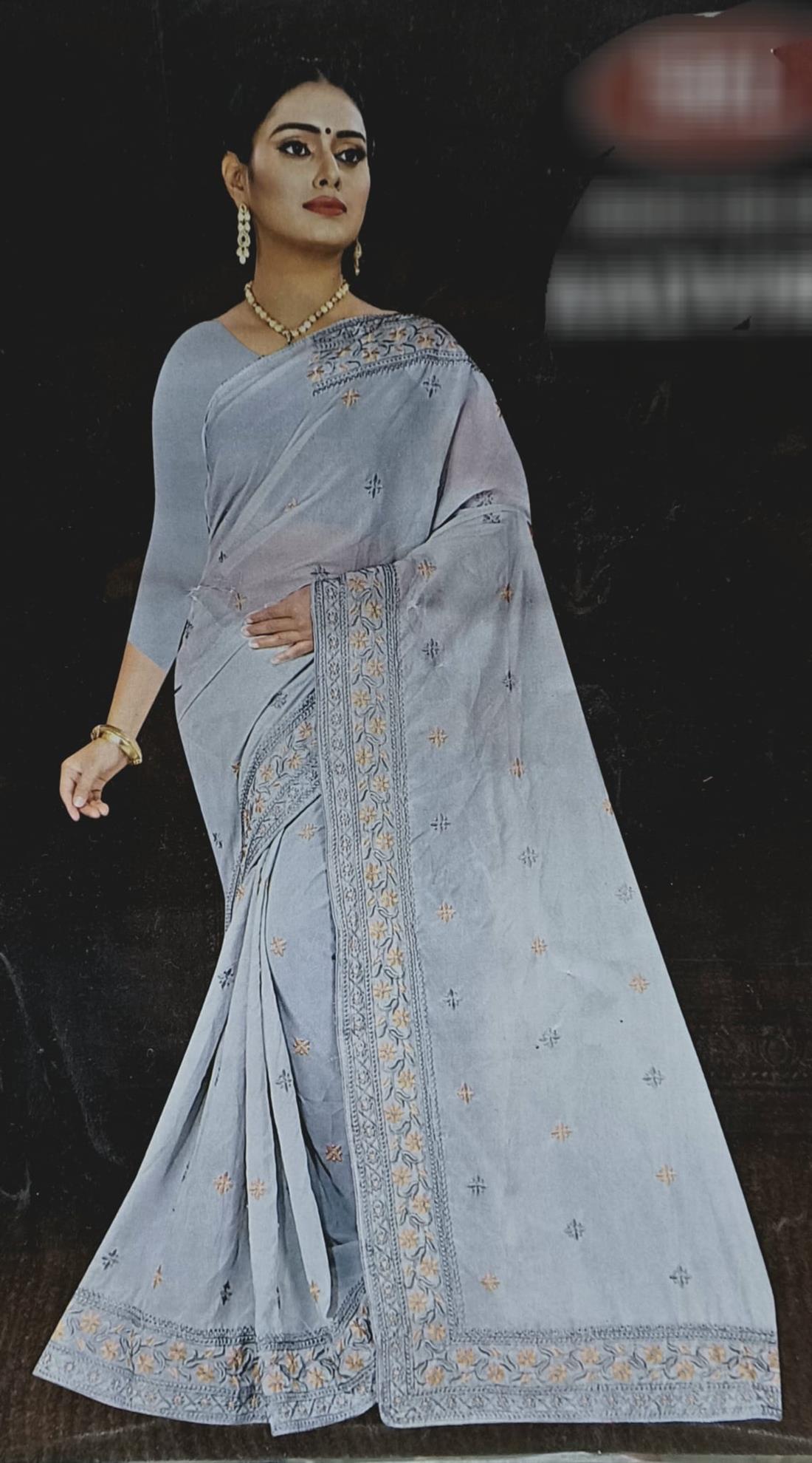 Grey Soft Georgette Saree