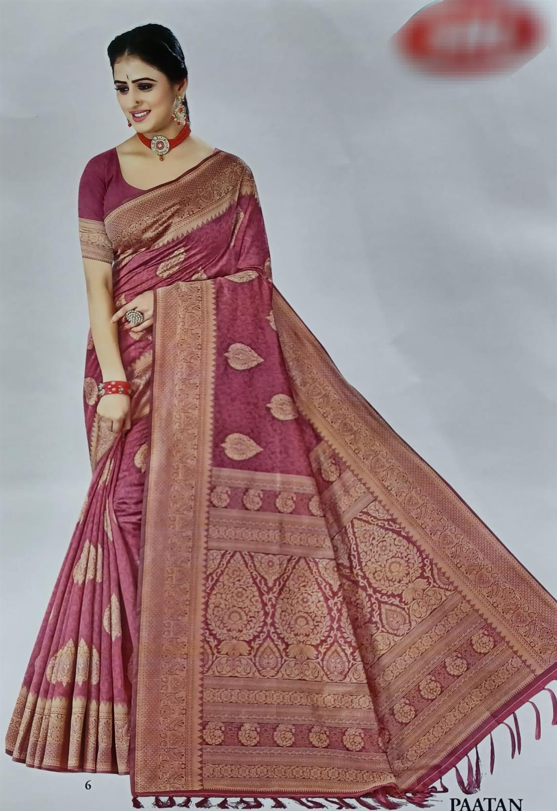 Pink Printed Banarasi Saree