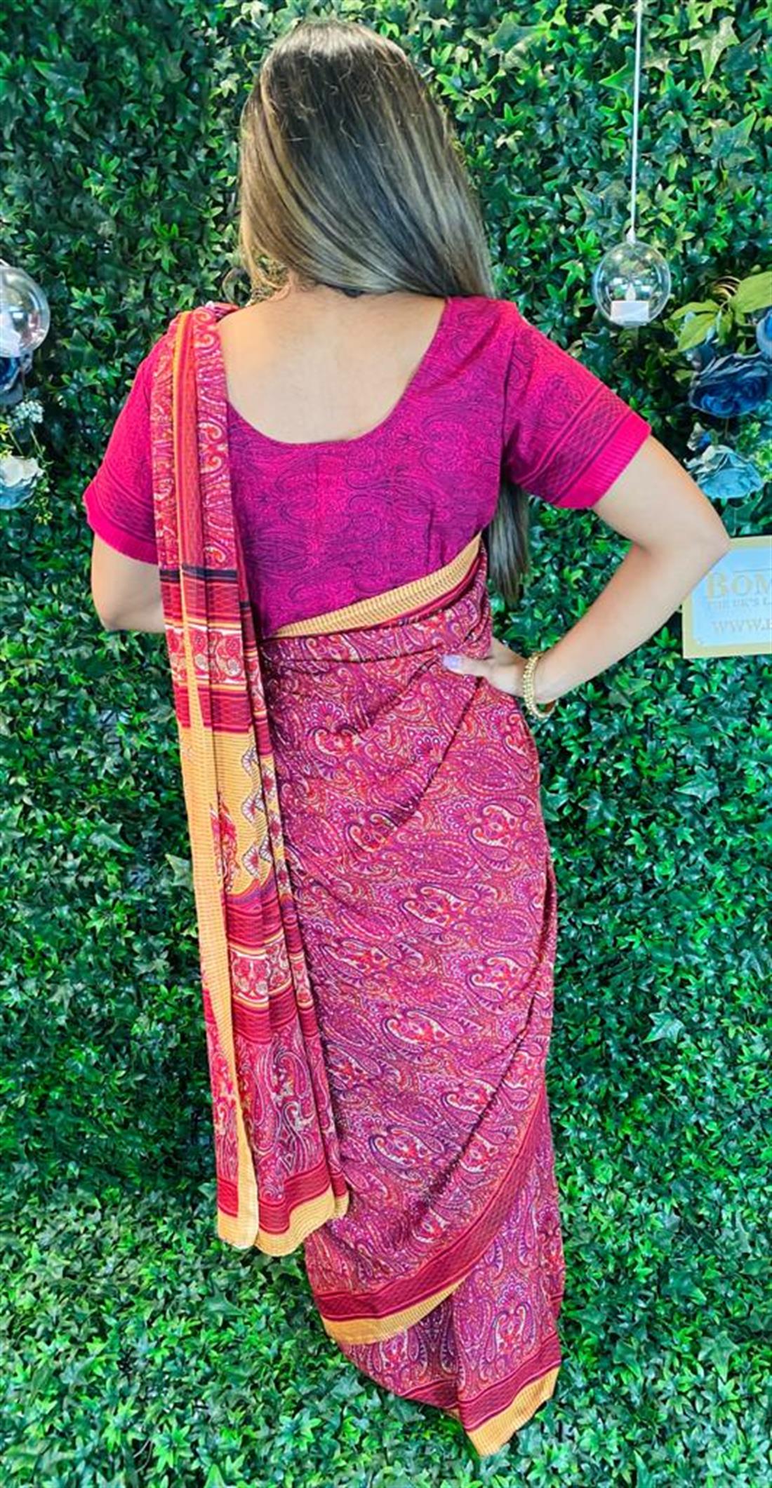 Magenta Pink Printed Georgette Sarees