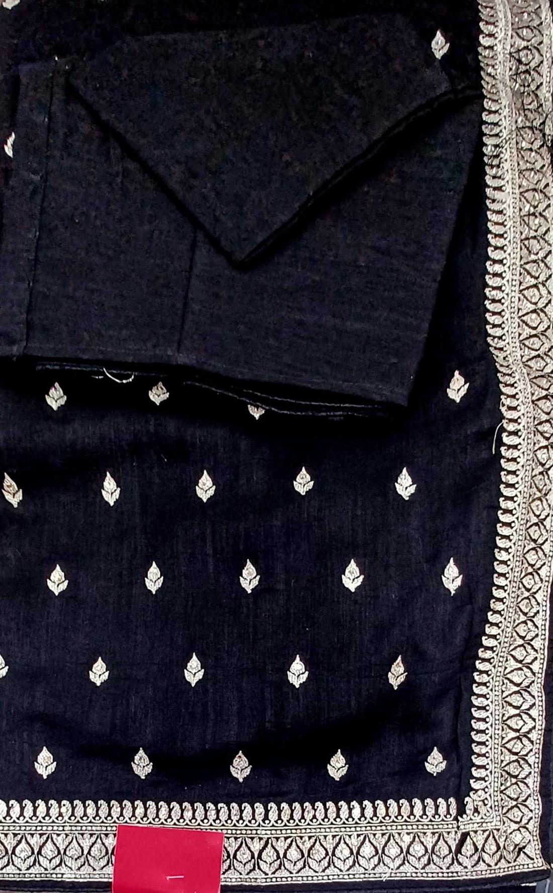 Black Raw Silk Saree.