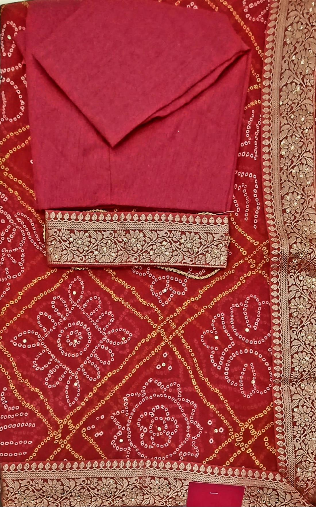 Red Printed Chunri Prnt Georgette Saree.