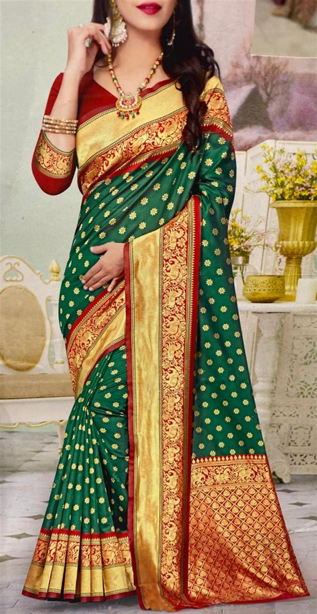 Green & RED Banarasi Sarees
