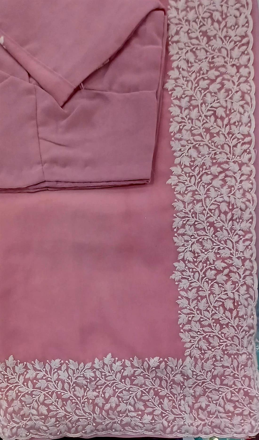 Pink Embroidered Georgette Sarees
