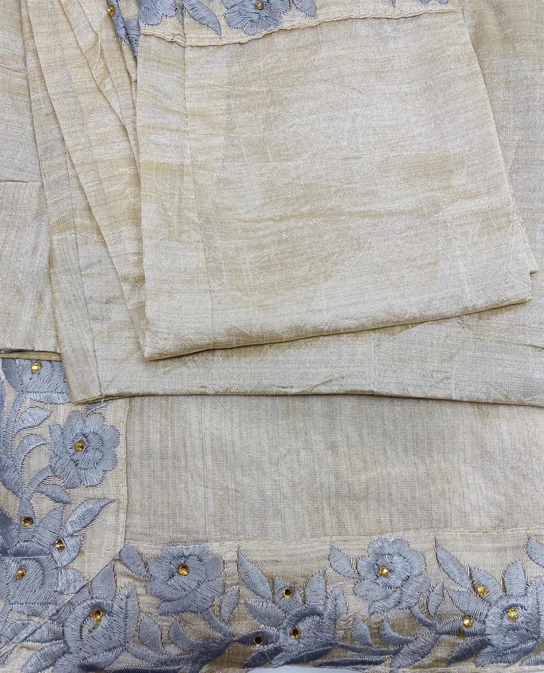 Gold & Grey Embroidered Silk Sarees