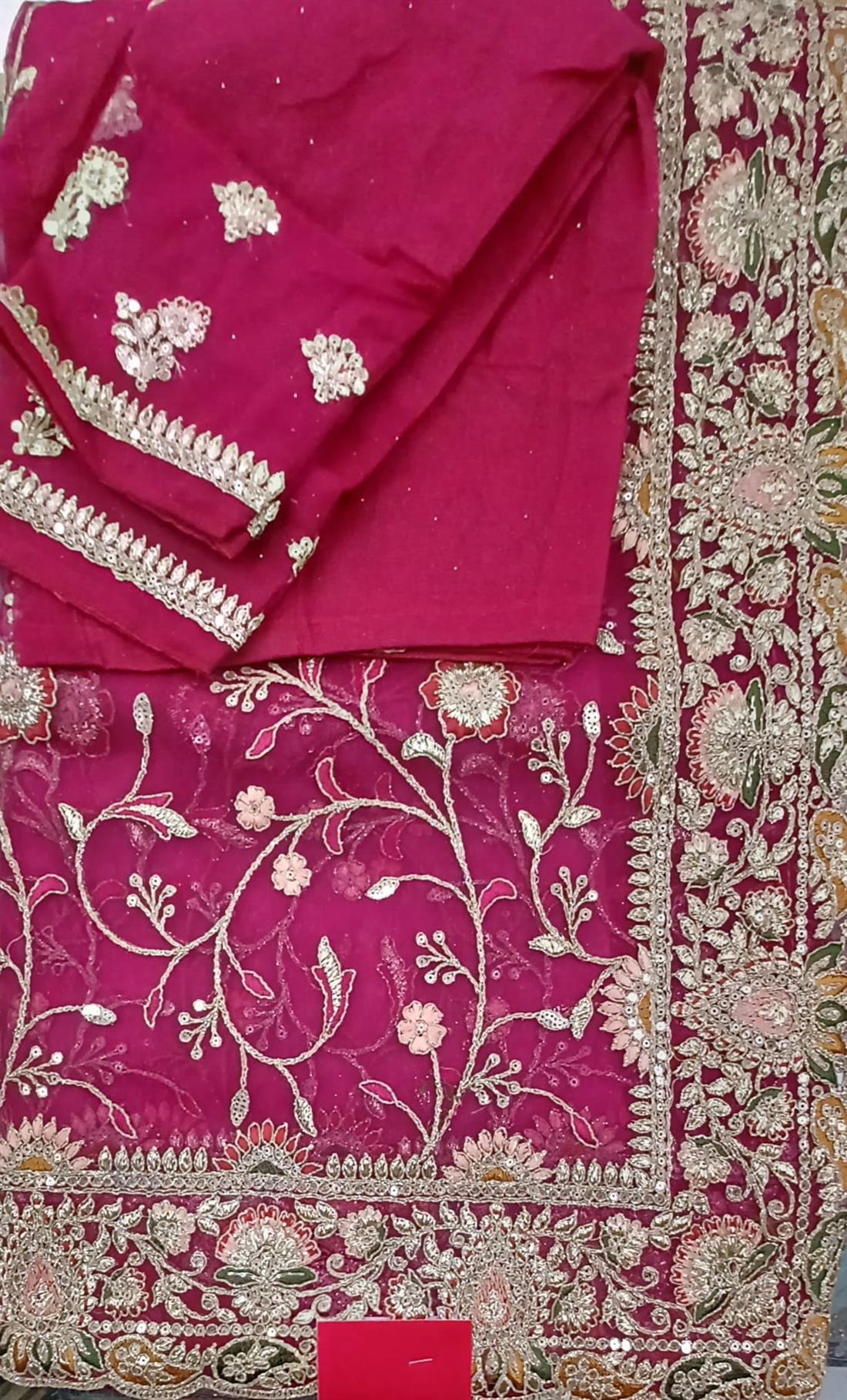 Pink Sequinned Net Sarees