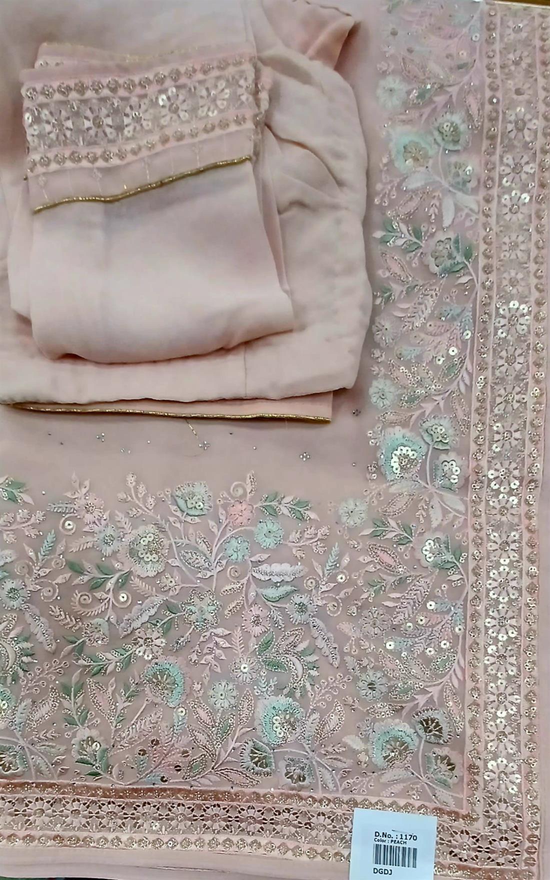 Light Pink Sequinned Georgette Sarees