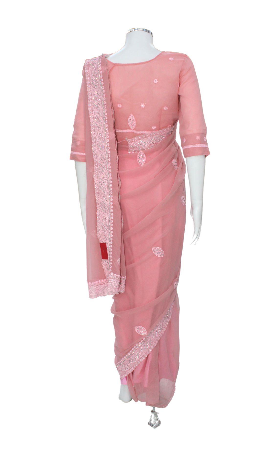 Mauve Stone Work Georgette Saree