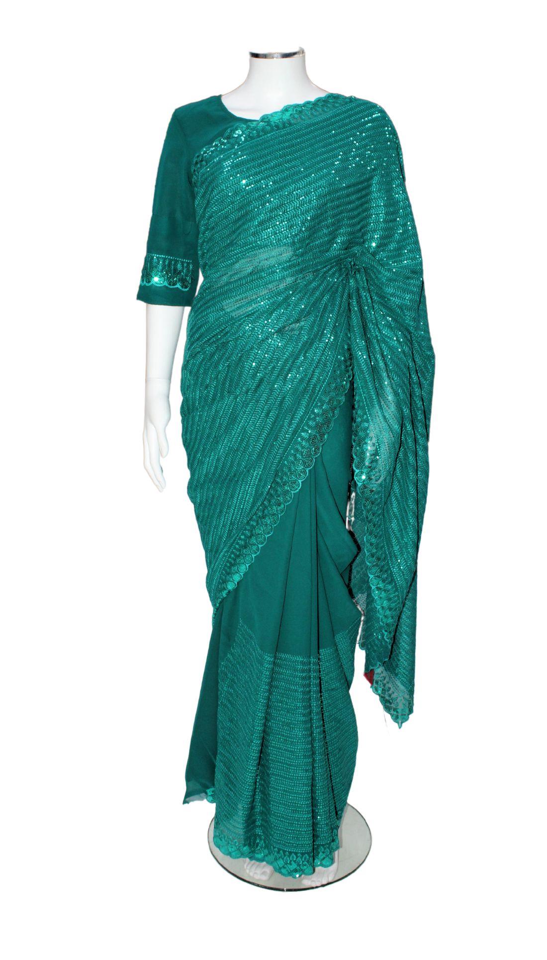 Jade Stone Work Georgette Saree
